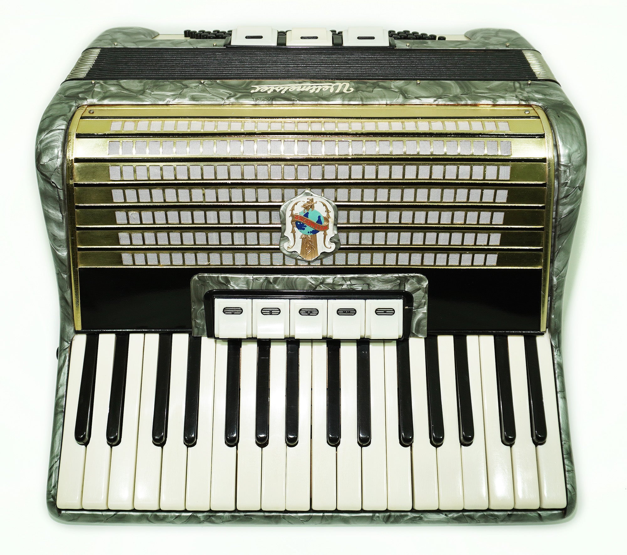 Original Weltmeister Klavierakkordeon, leicht, hergestellt in Deutschland, 80 Bässe, neue Riemen als Geschenk, Vintage-Tastenakkordeon, gestimmt, 2477