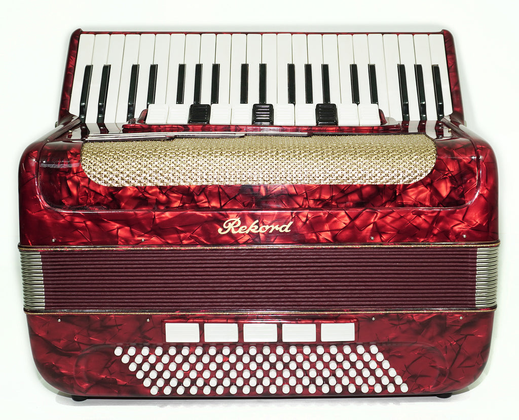 German Piano Accordion Record 120 Bass, New Straps for Gift, Quality Musical Instrument for Adults, 2493, Rich Powerful sound!