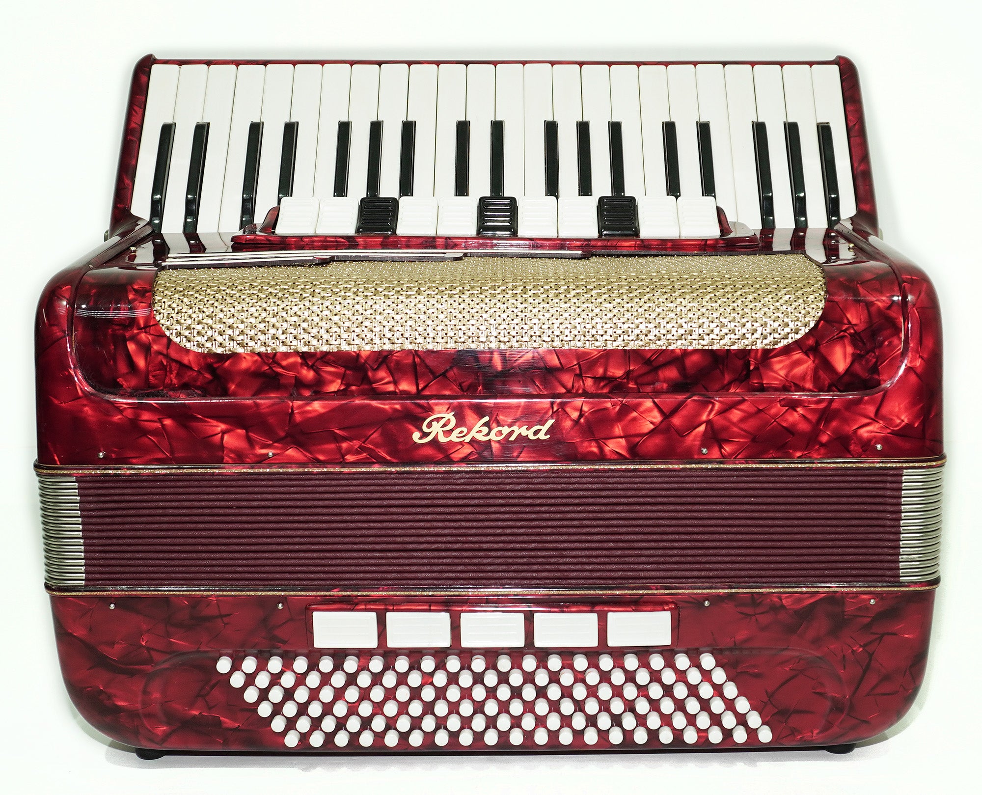 German Piano Accordion Record 120 Bass, New Straps for Gift, Quality Musical Instrument for Adults, 2493, Rich Powerful sound!