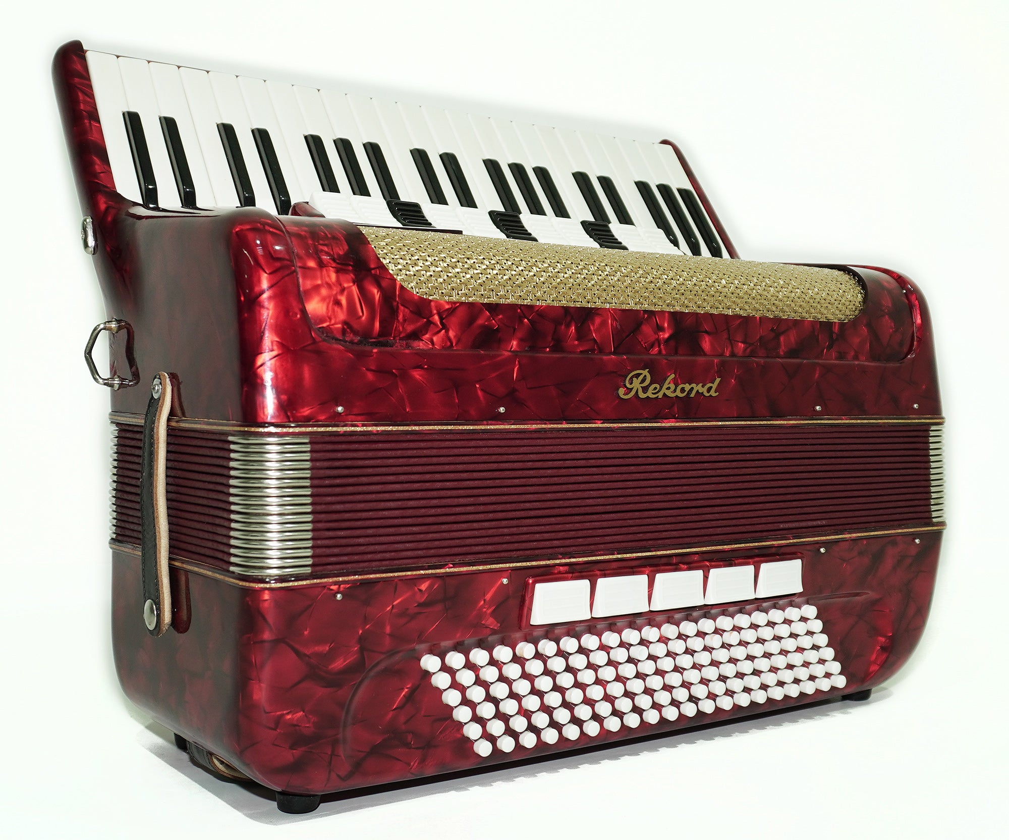 German Piano Accordion Record 120 Bass, New Straps for Gift, Quality Musical Instrument for Adults, 2493, Rich Powerful sound!