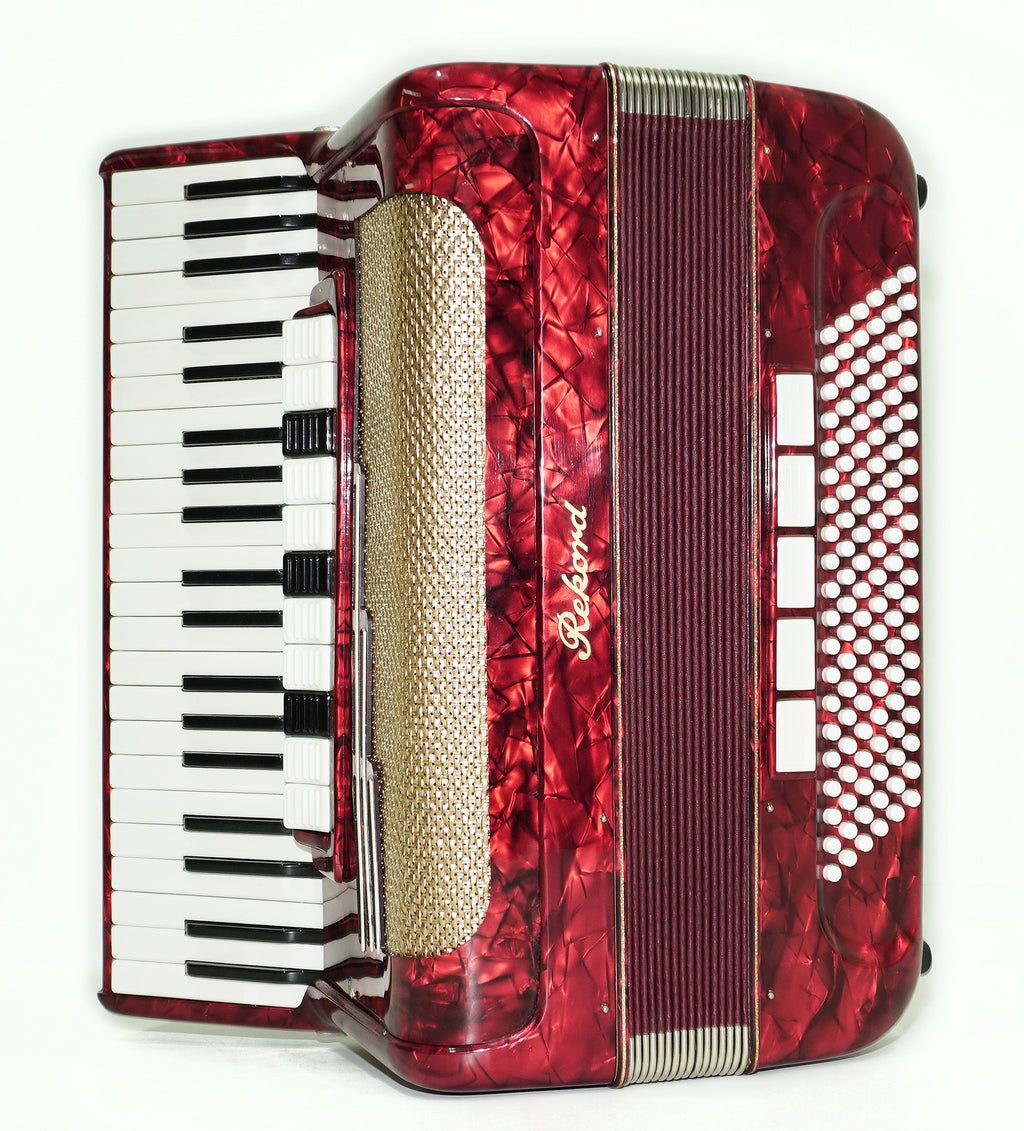 German Piano Accordion Record 120 Bass, New Straps for Gift, Quality Musical Instrument for Adults, 2493, Rich Powerful sound!