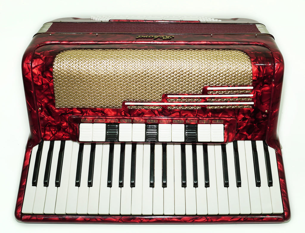 German Piano Accordion Record 120 Bass, New Straps for Gift, Quality Musical Instrument for Adults, 2493, Rich Powerful sound!