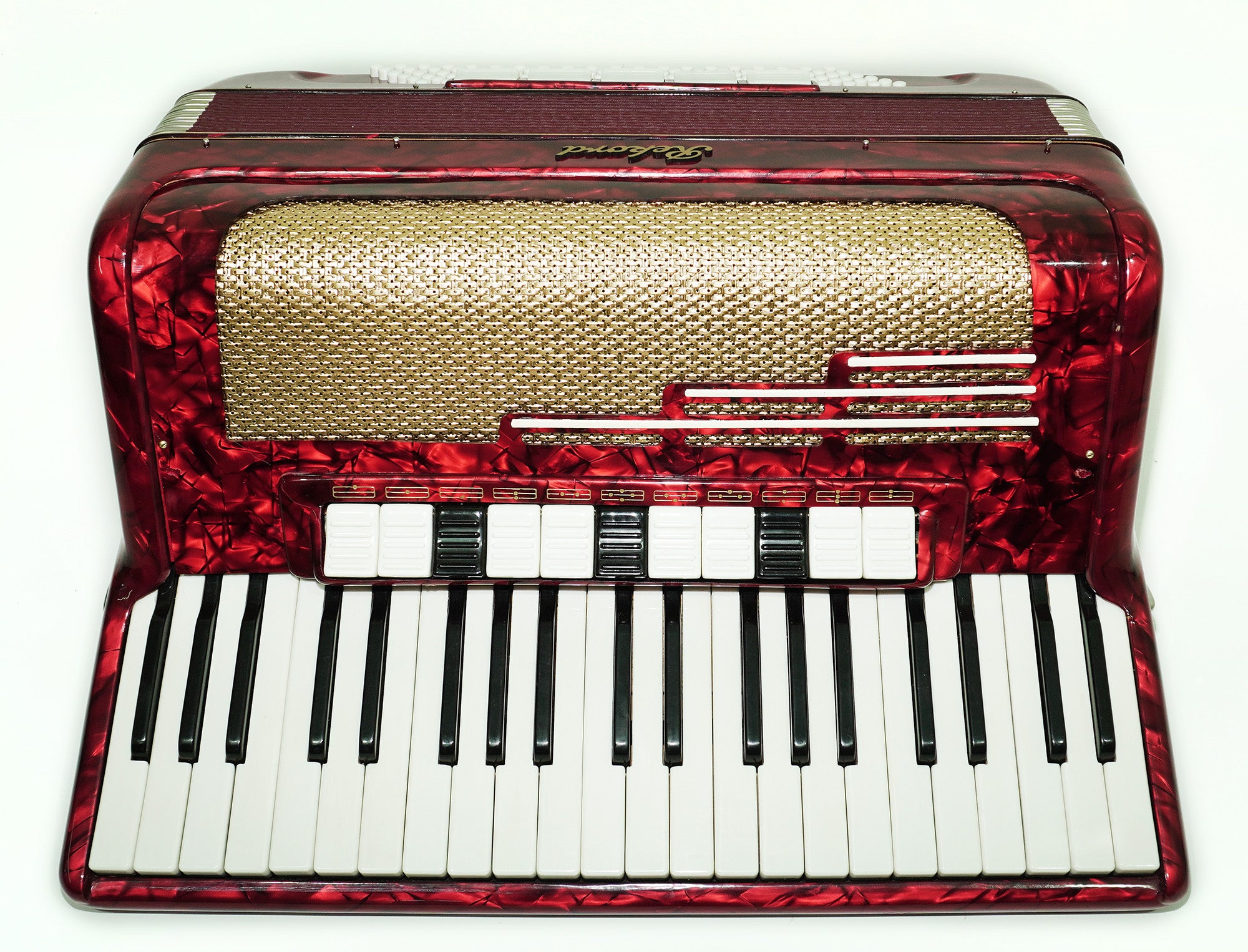 German Piano Accordion Record 120 Bass, New Straps for Gift, Quality Musical Instrument for Adults, 2493, Rich Powerful sound!