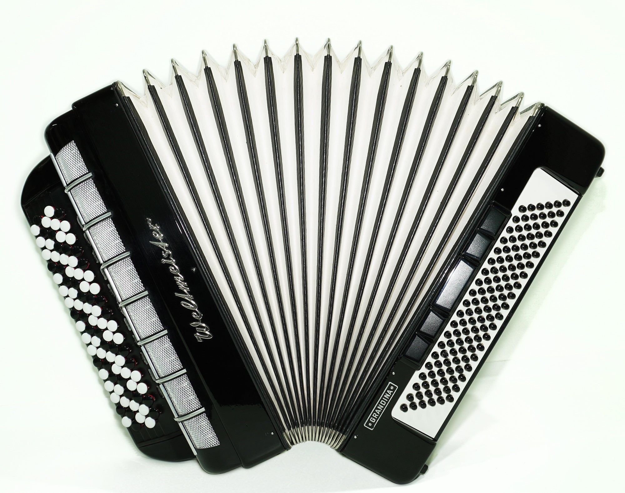 Weltmeister Grandina 120 Bass Button Accordion Bayan made in Germany B Griff Stradella, New Straps Soft Case, Concert Professional Accordion, 2505