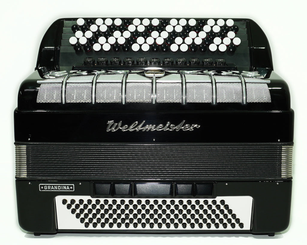Weltmeister Grandina 120 Bass Button Accordion Bayan made in Germany B Griff Stradella, New Straps Soft Case, Concert Professional Accordion, 2505