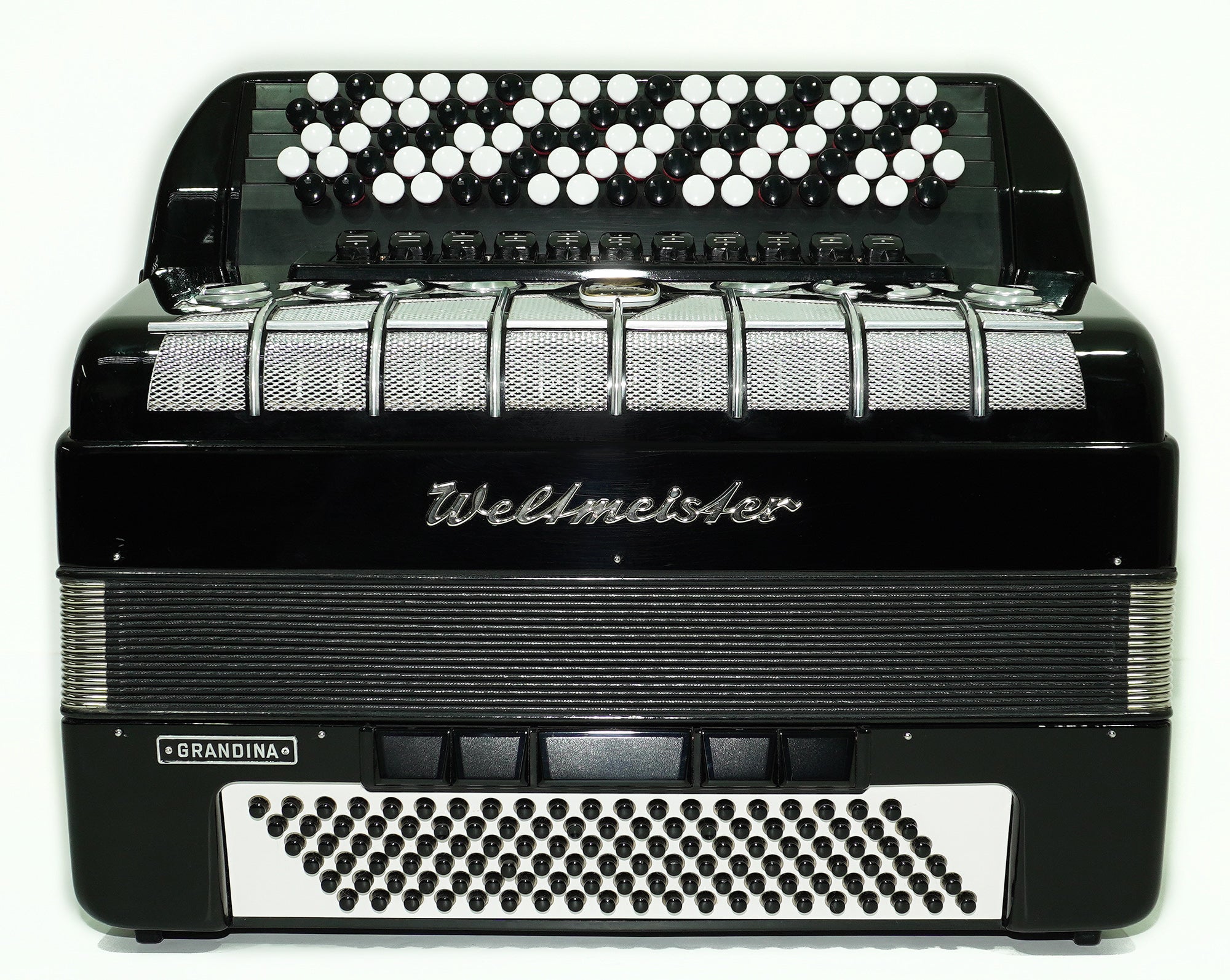 Weltmeister Grandina 120 Bass Button Accordion Bayan made in Germany B Griff Stradella, New Straps Soft Case, Concert Professional Accordion, 2505