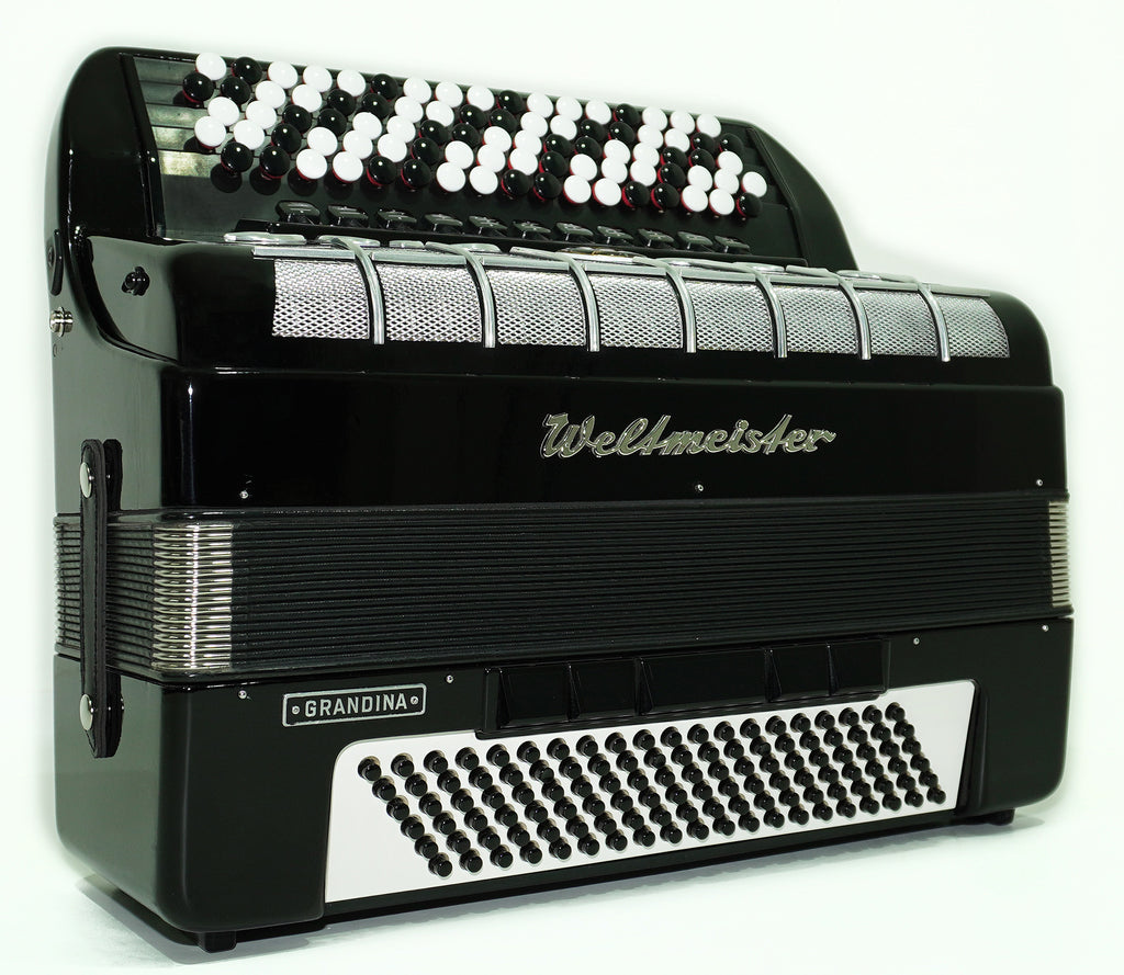 Weltmeister Grandina 120 Bass Button Accordion Bayan made in Germany B Griff Stradella, New Straps Soft Case, Concert Professional Accordion, 2505