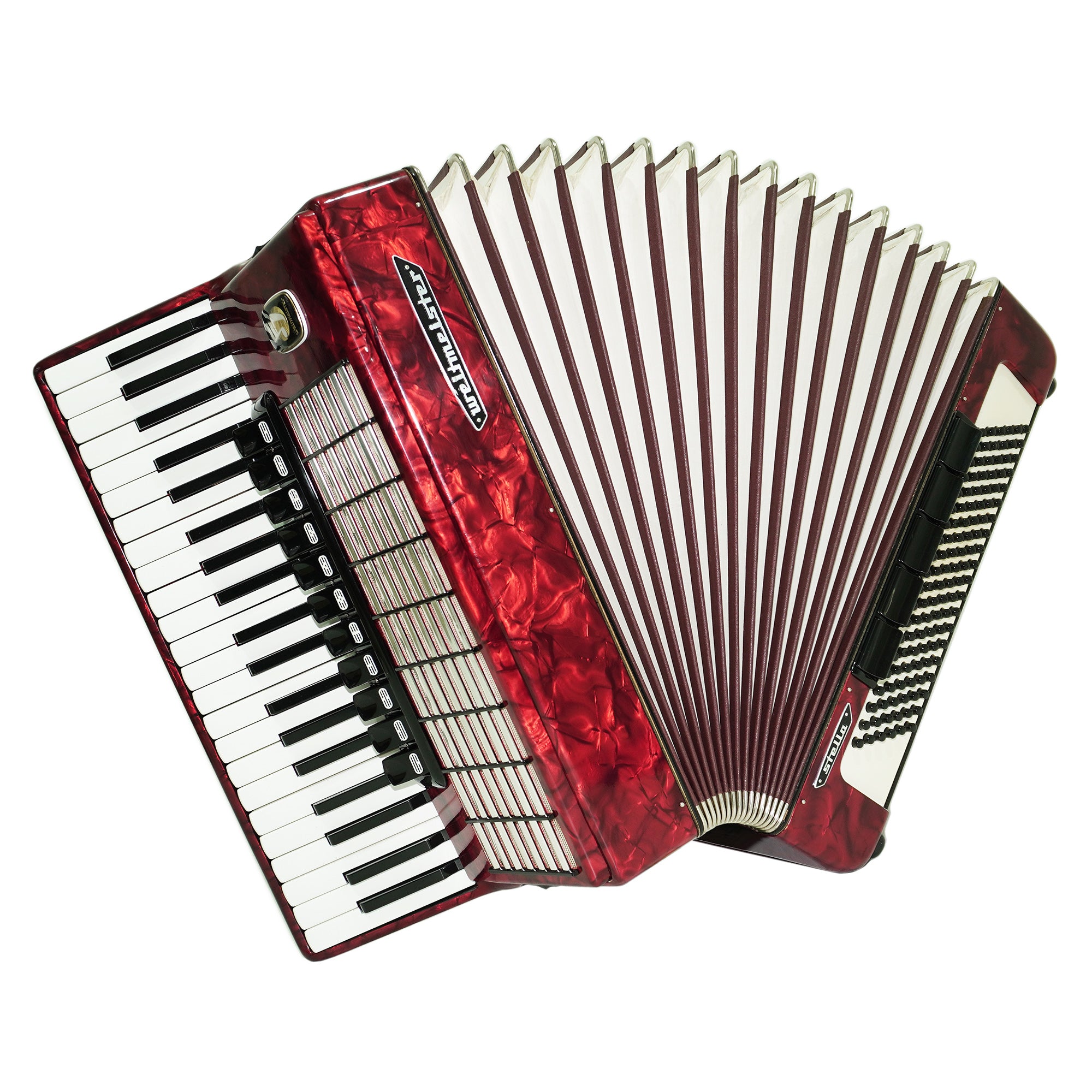 Weltmeister Stella Accordion 120 Bass made in Germany, New Straps Soft Case for Gift, Original Keyboard Piano Accordian Musical Instrument, 2504