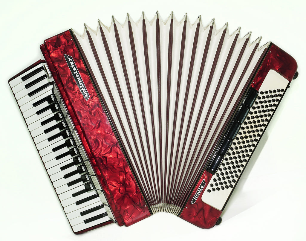 Weltmeister Stella Accordion 120 Bass made in Germany, New Straps Soft Case for Gift, Original Keyboard Piano Accordian Musical Instrument, 2504