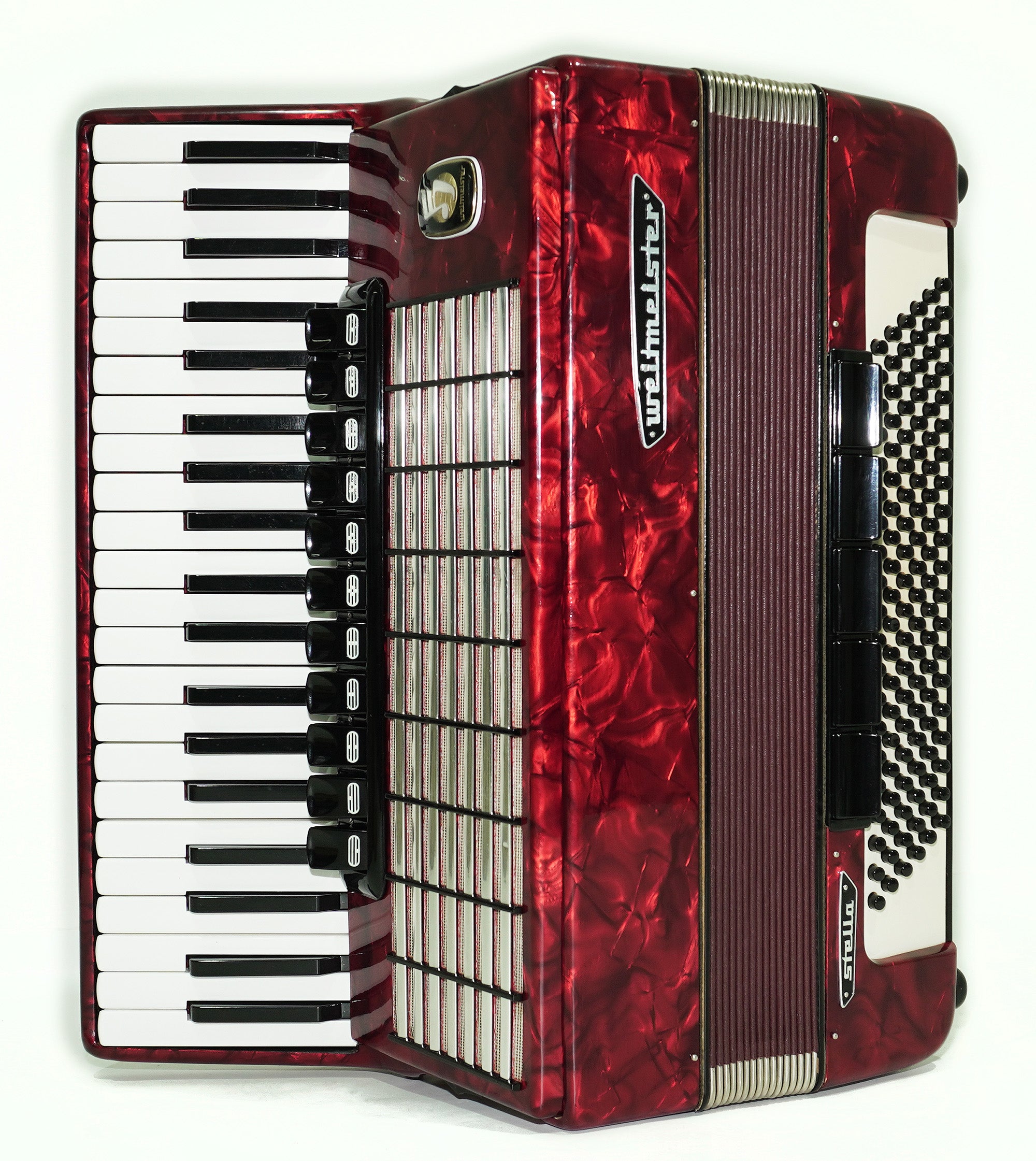 Weltmeister Stella Accordion 120 Bass made in Germany, New Straps Soft Case for Gift, Original Keyboard Piano Accordian Musical Instrument, 2504