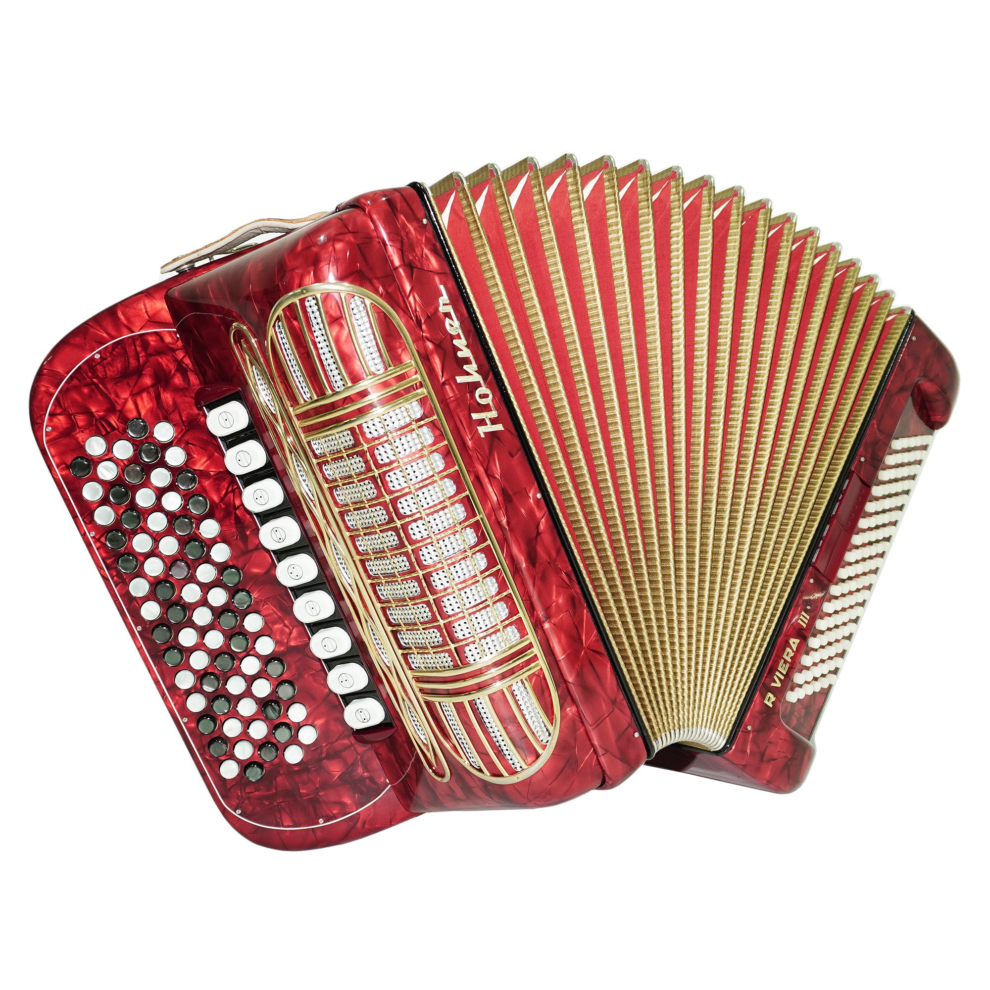 Hohner Riviera III 5 Row Lightweight Button Accordion Bayan made in Germany, C Griff, New Straps for Gift, Original Accordeone de Botones, 2496