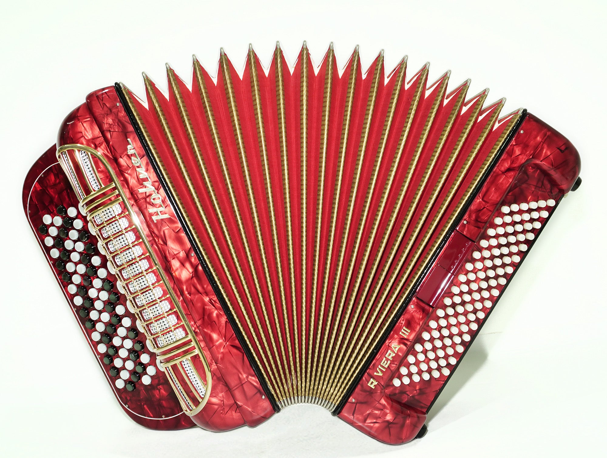 Hohner Riviera III 5 Row Lightweight Button Accordion Bayan made in Germany, C Griff, New Straps for Gift, Original Accordeone de Botones, 2496