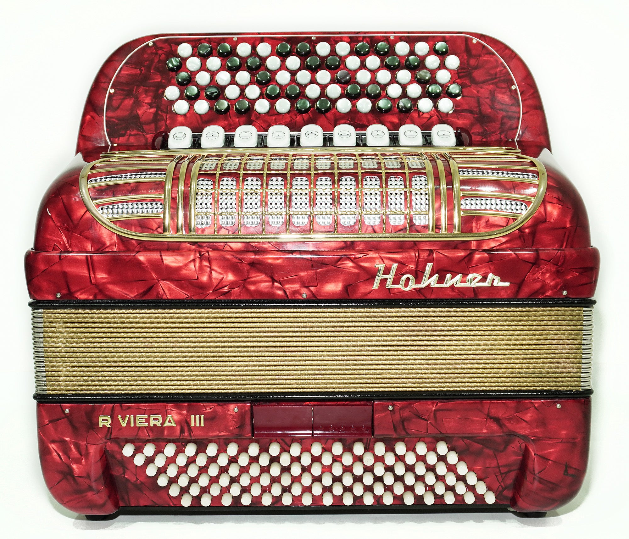 Hohner Riviera III 5 Row Lightweight Button Accordion Bayan made in Germany, C Griff, New Straps for Gift, Original Accordeone de Botones, 2496