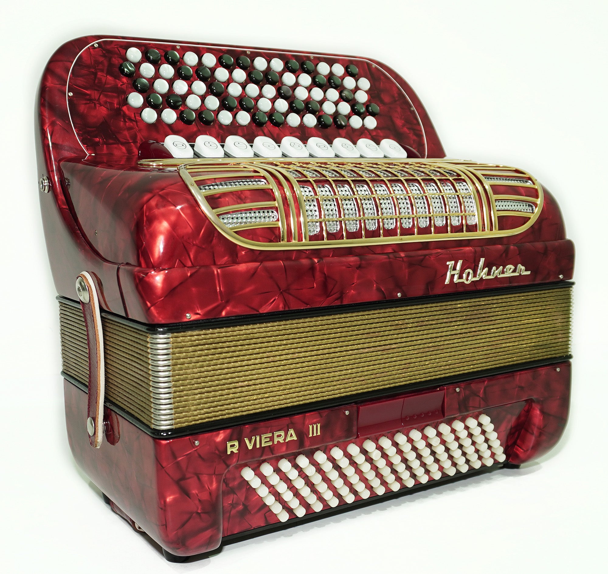 Hohner Riviera III 5 Row Lightweight Button Accordion Bayan made in Germany, C Griff, New Straps for Gift, Original Accordeone de Botones, 2496