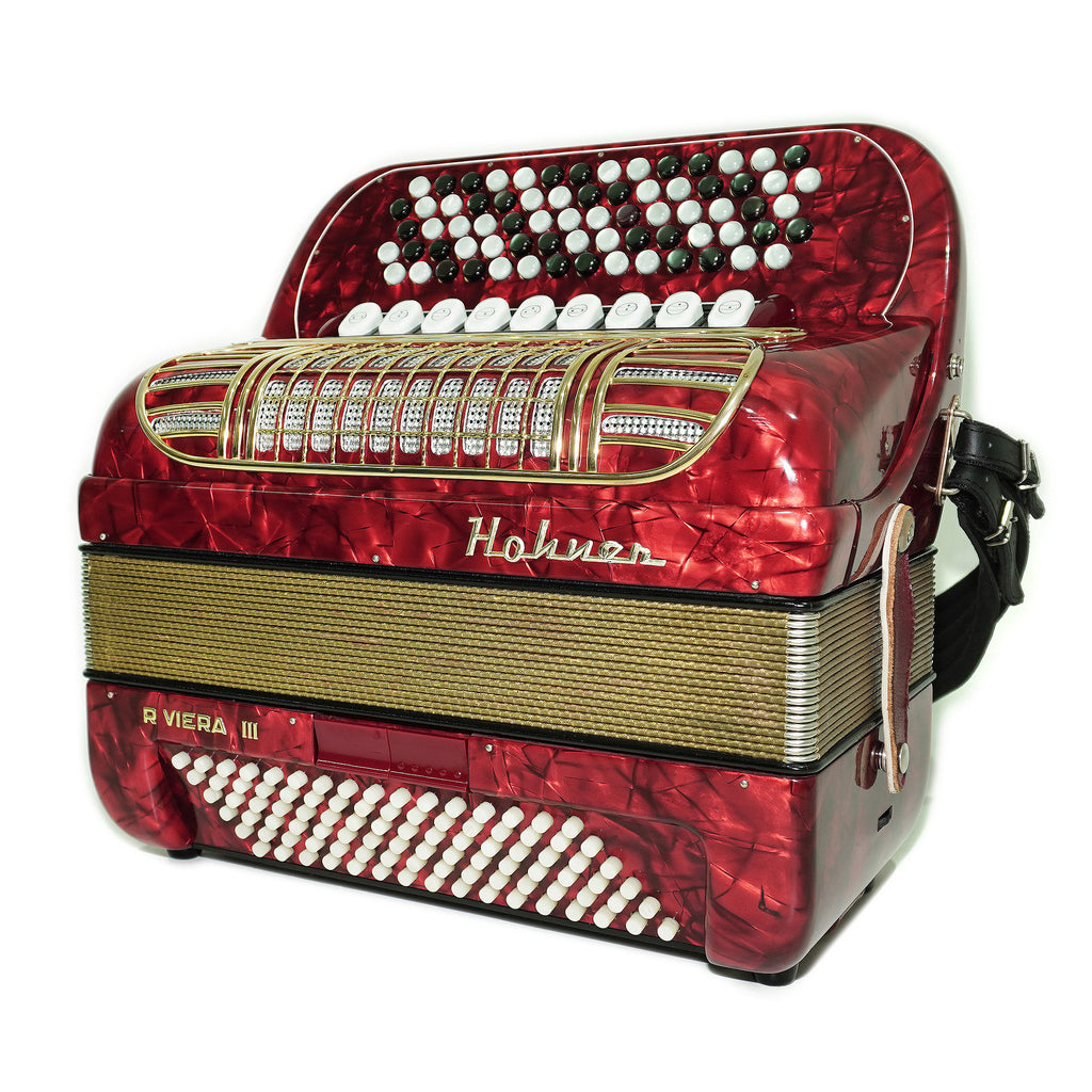 Hohner Riviera III 5 Row Lightweight Button Accordion Bayan made in Germany, C Griff, New Straps for Gift, Original Accordeone de Botones, 2496