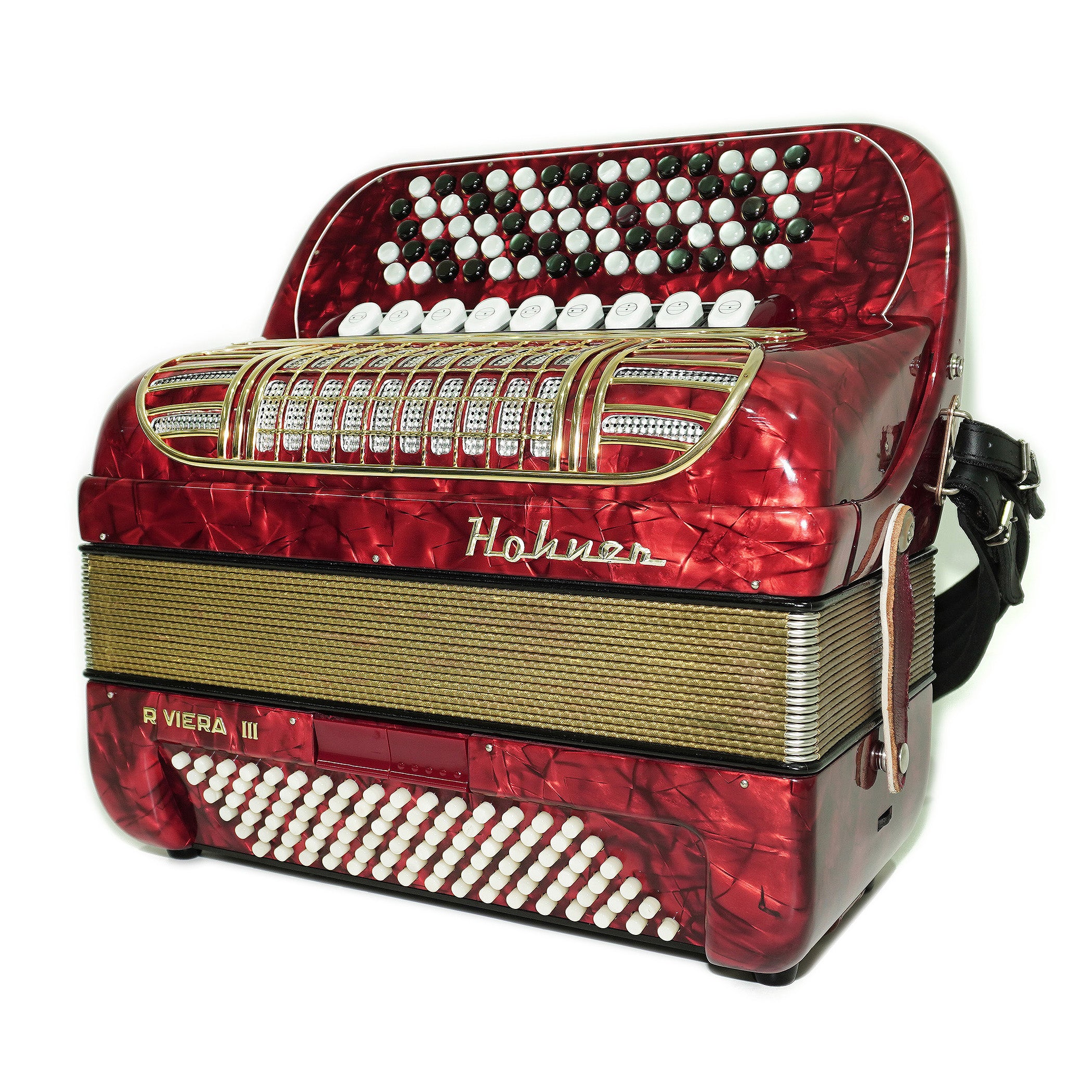 Hohner Riviera III 5 Row Lightweight Button Accordion Bayan made in Germany, C Griff, New Straps for Gift, Original Accordeone de Botones, 2496
