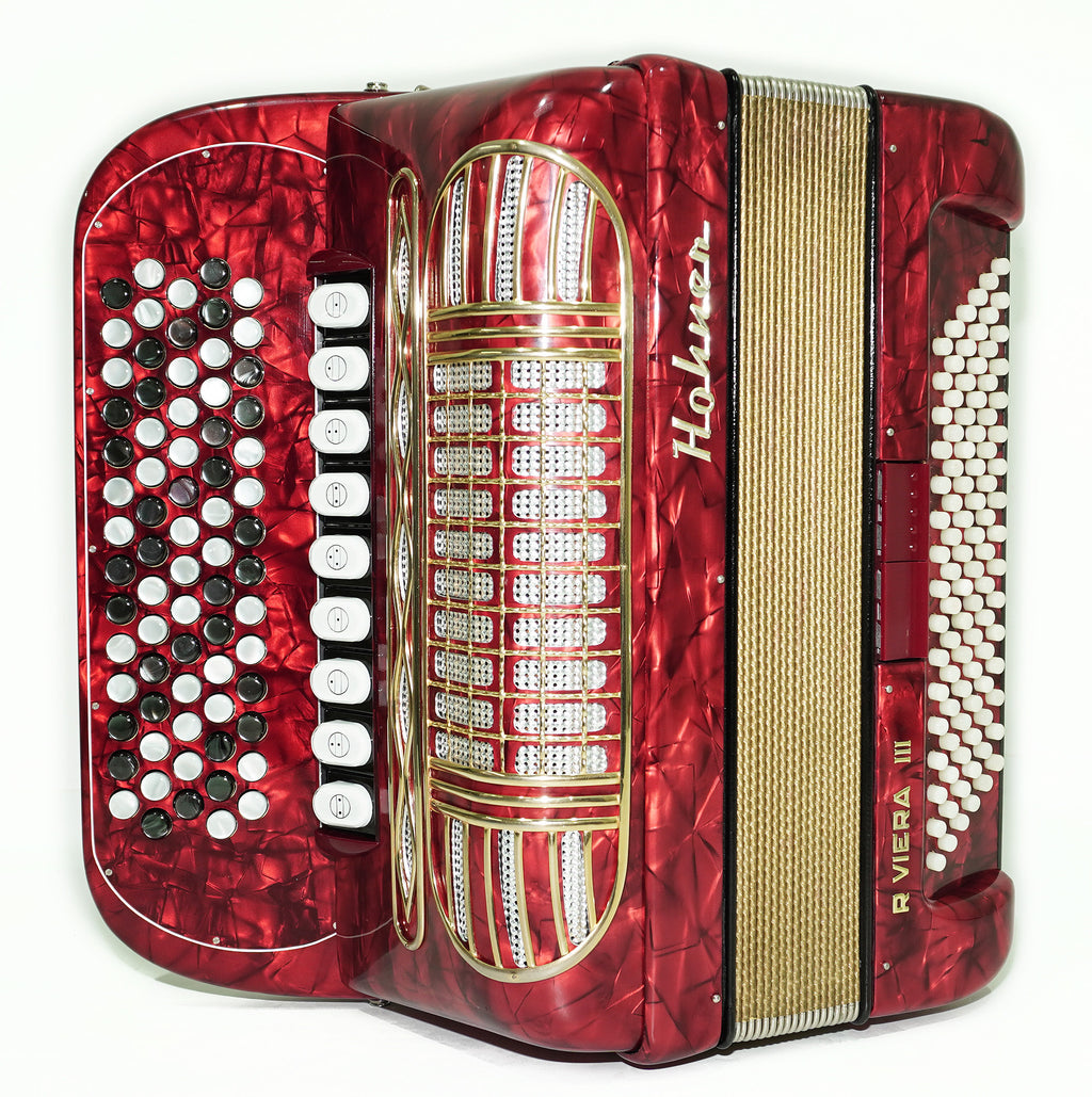 Hohner Riviera III 5 Row Lightweight Button Accordion Bayan made in Germany, C Griff, New Straps for Gift, Original Accordeone de Botones, 2496