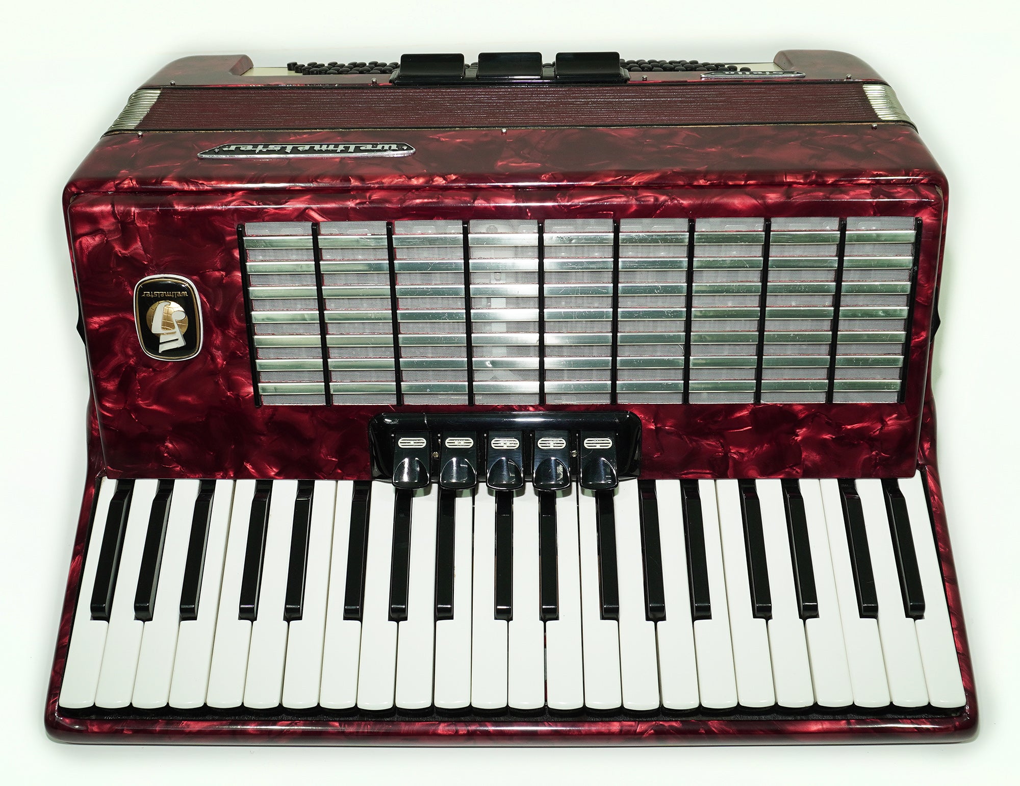Weltmeister Stella Klavierakkordeon 120 Bässe hergestellt in Deutschland, neue Riemen, weiche Tasche als Geschenk, Vintage Tastenakkordeon Musikinstrument, 2521