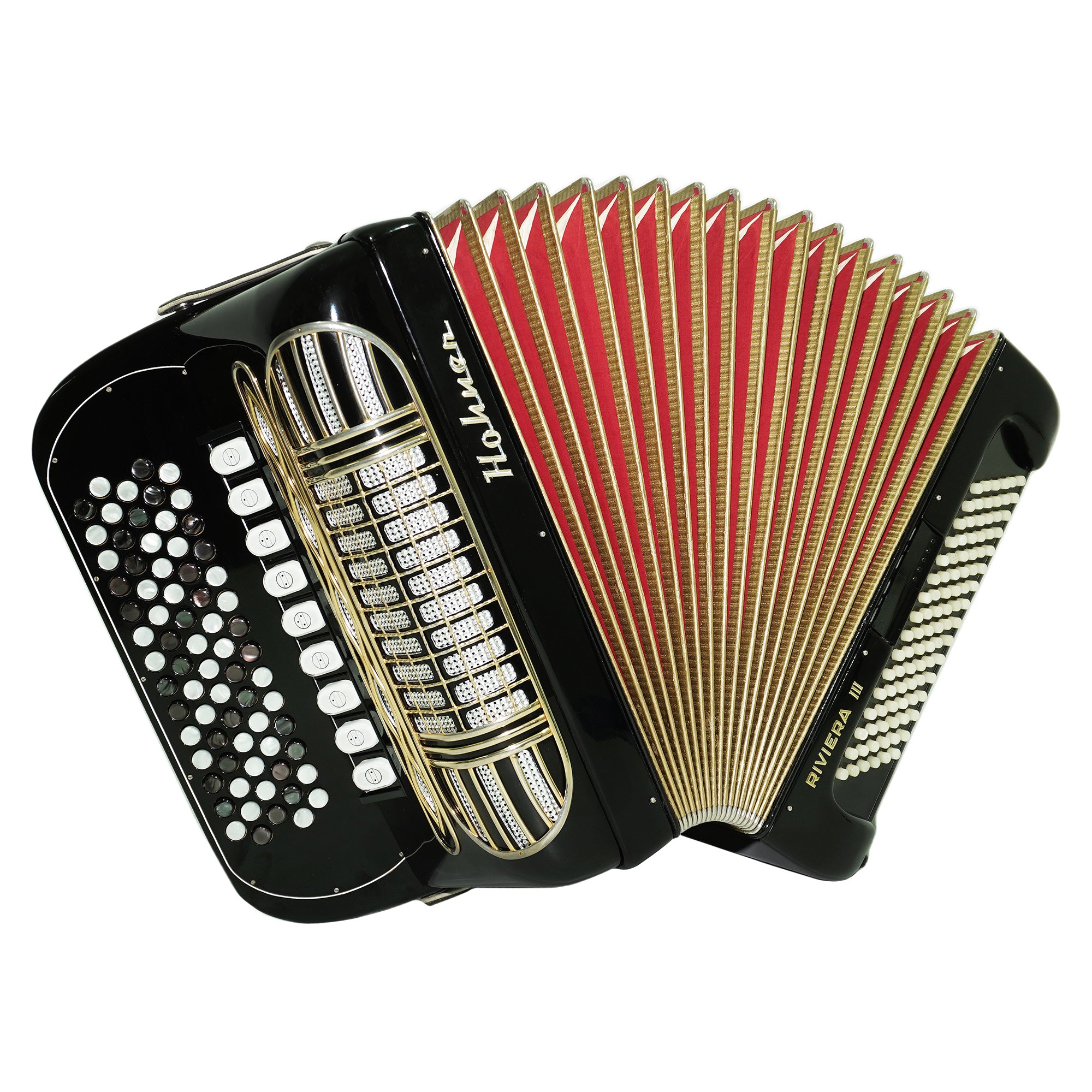 Hohner Riviera III Lightweight 5 Rows Button Accordion C Griff German Original Bayan, Fisarmonica Akkordeon Musical Instrument, New Straps, 2497