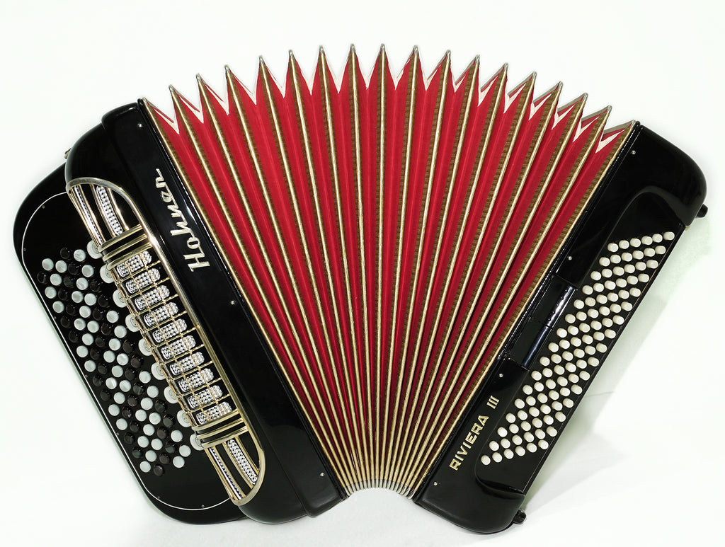 Hohner Riviera III Lightweight 5 Rows Button Accordion C Griff German Original Bayan, Fisarmonica Akkordeon Musical Instrument, New Straps, 2497