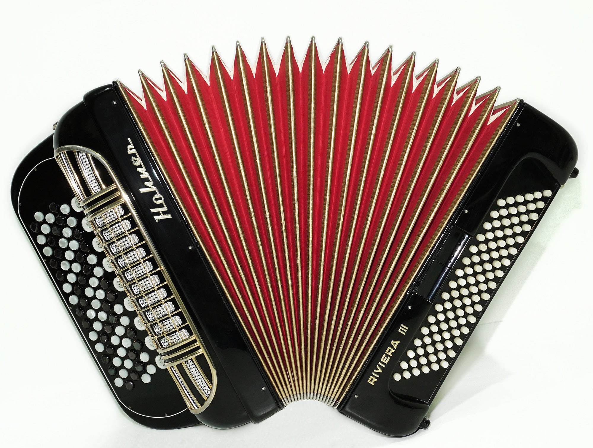 Hohner Riviera III Lightweight 5 Rows Button Accordion C Griff German Original Bayan, Fisarmonica Akkordeon Musical Instrument, New Straps, 2497