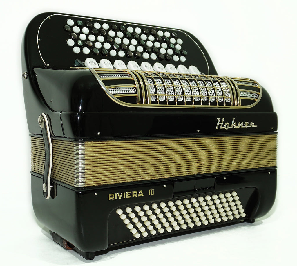 Hohner Riviera III Lightweight 5 Rows Button Accordion C Griff German Original Bayan, Fisarmonica Akkordeon Musical Instrument, New Straps, 2497
