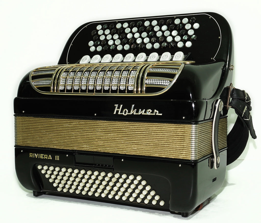 Hohner Riviera III Lightweight 5 Rows Button Accordion C Griff German Original Bayan, Fisarmonica Akkordeon Musical Instrument, New Straps, 2497