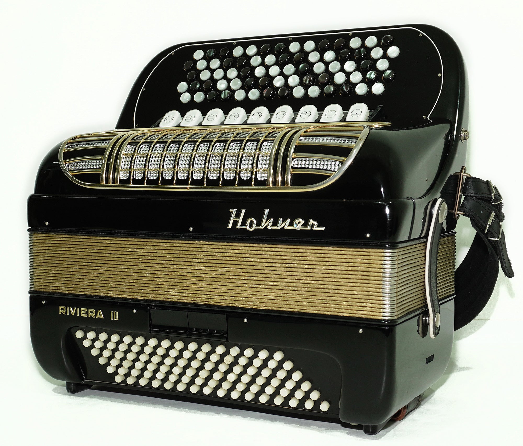 Hohner Riviera III Lightweight 5 Rows Button Accordion C Griff German Original Bayan, Fisarmonica Akkordeon Musical Instrument, New Straps, 2497