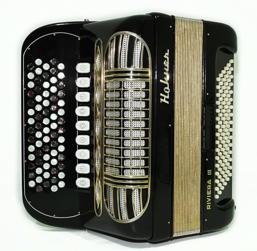 Hohner Riviera III Lightweight 5 Rows Button Accordion C Griff German Original Bayan, Fisarmonica Akkordeon Musical Instrument, New Straps, 2497