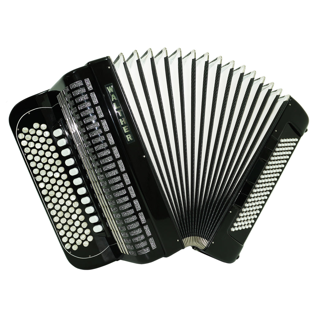 Walther 120 Bass 5 Row Button Accordion C Griff, German Concert Bayan, Straps and Hard Case, Perfect Professional Accordian for Adults, 2501