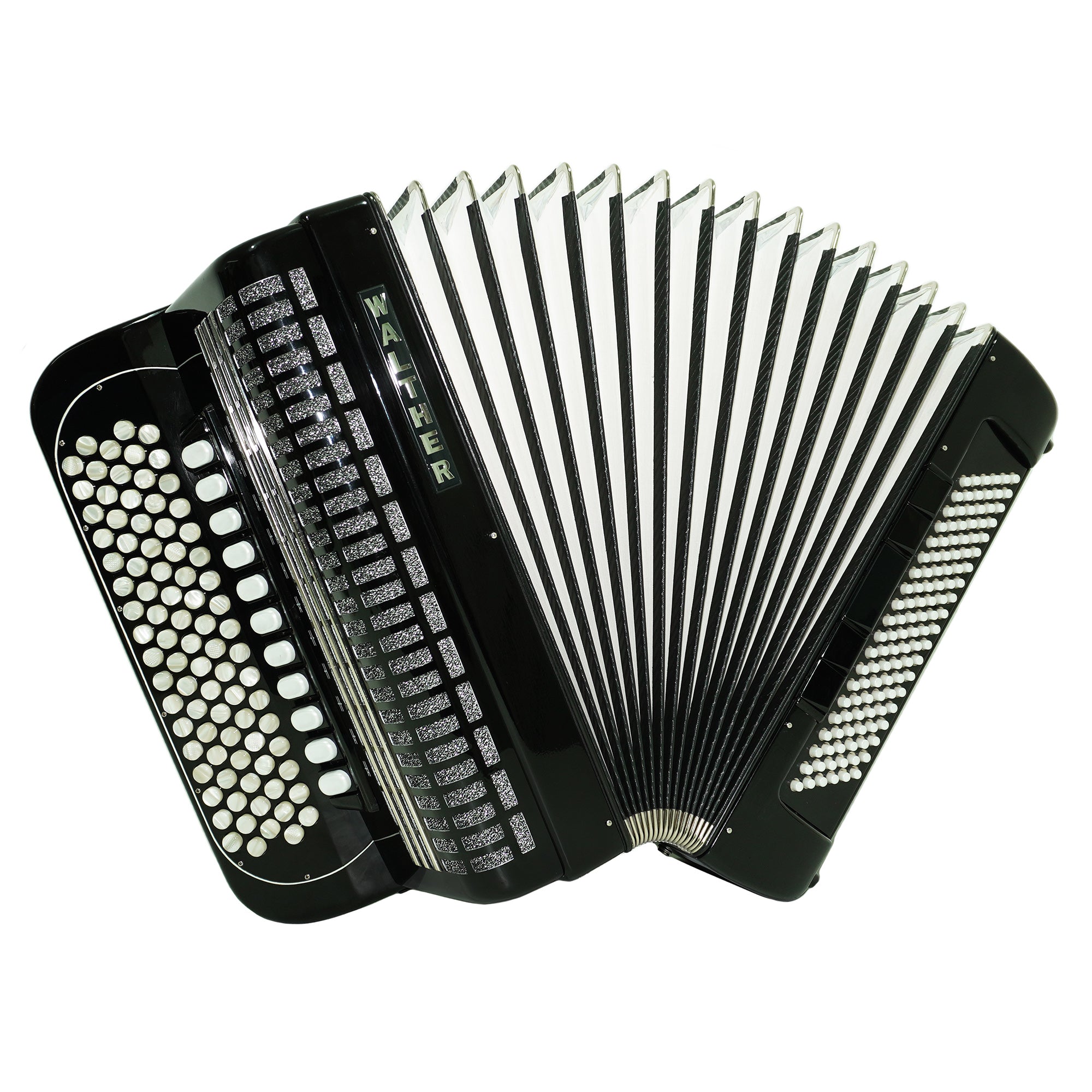 Walther 120 Bass 5 Row Button Accordion C Griff, German Concert Bayan, Straps and Hard Case, Perfect Professional Accordian for Adults, 2501