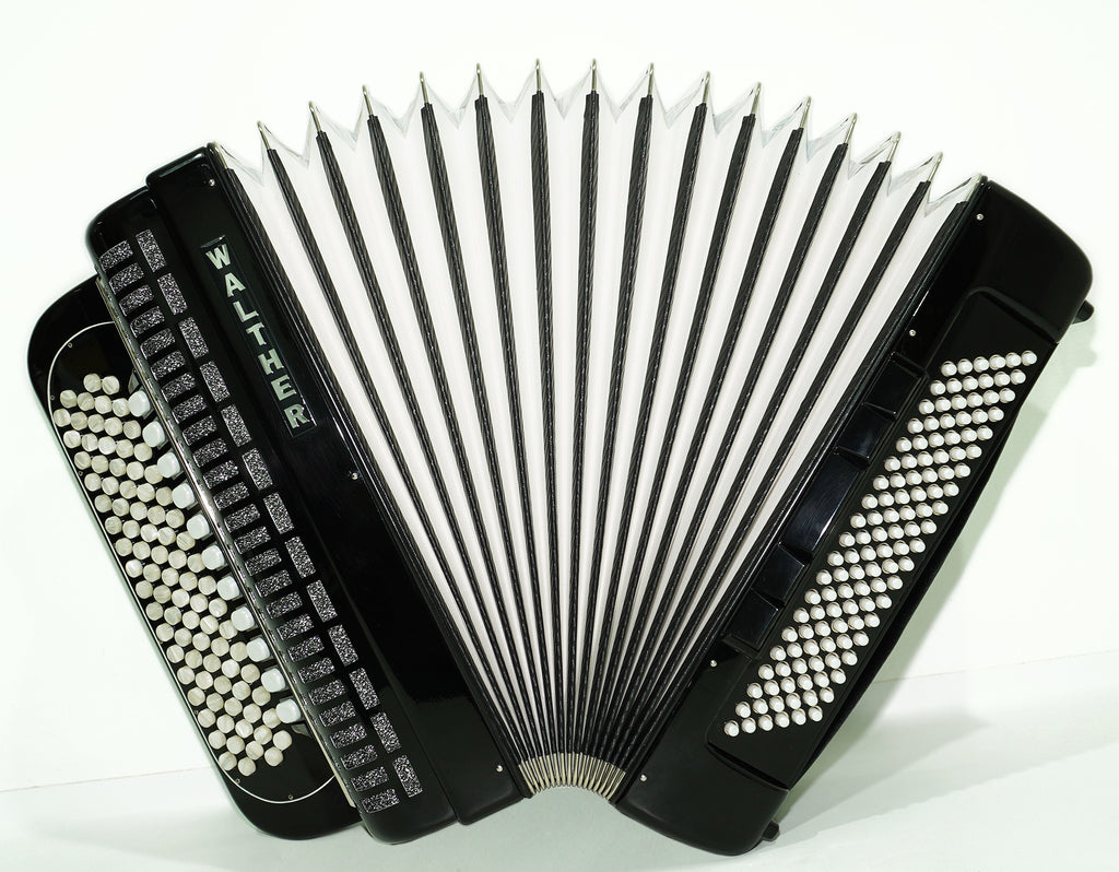 Walther 120 Bass 5 Row Button Accordion C Griff, German Concert Bayan, Straps and Hard Case, Perfect Professional Accordian for Adults, 2501