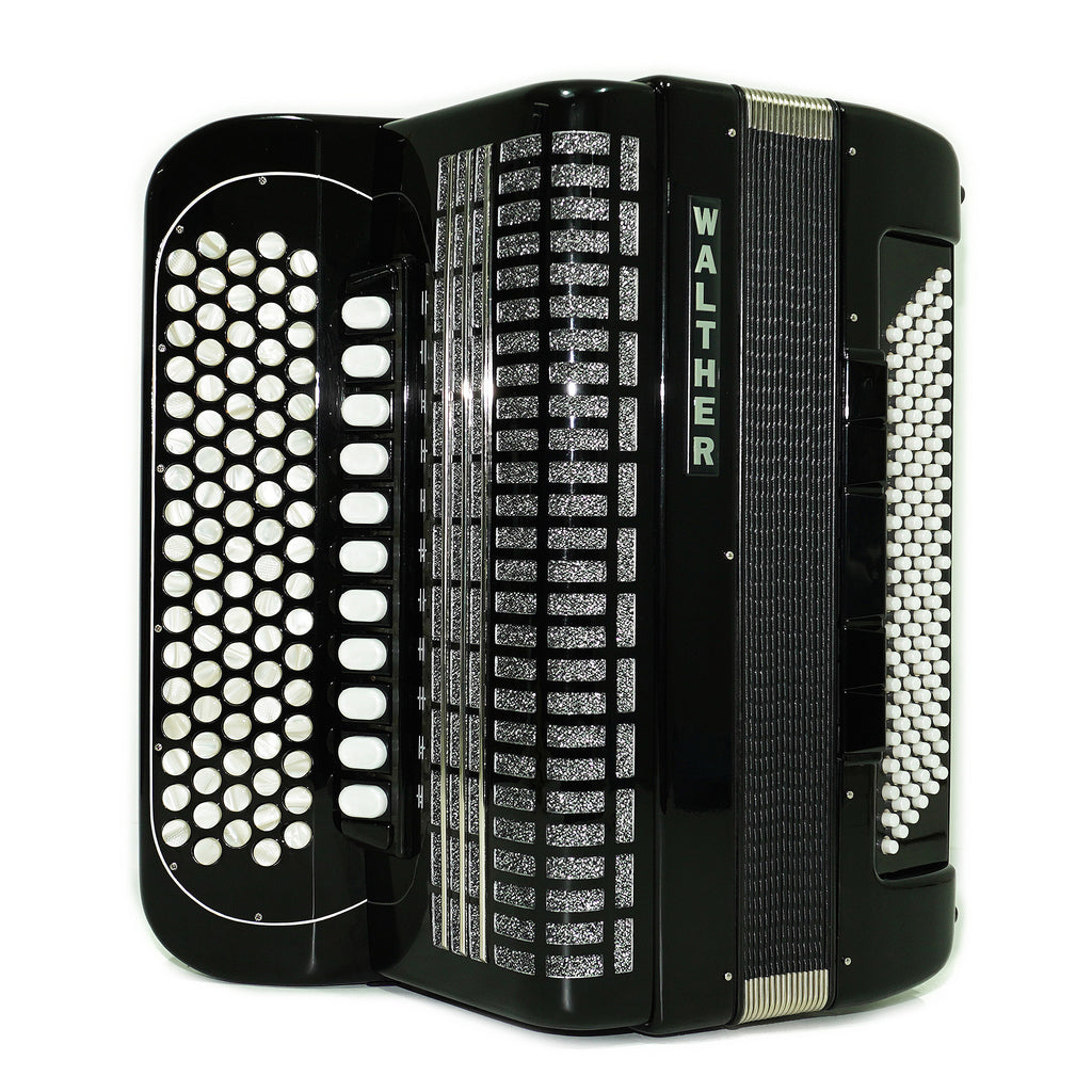 Walther 120 Bass 5 Row Button Accordion C Griff, German Concert Bayan, Straps and Hard Case, Perfect Professional Accordian for Adults, 2501