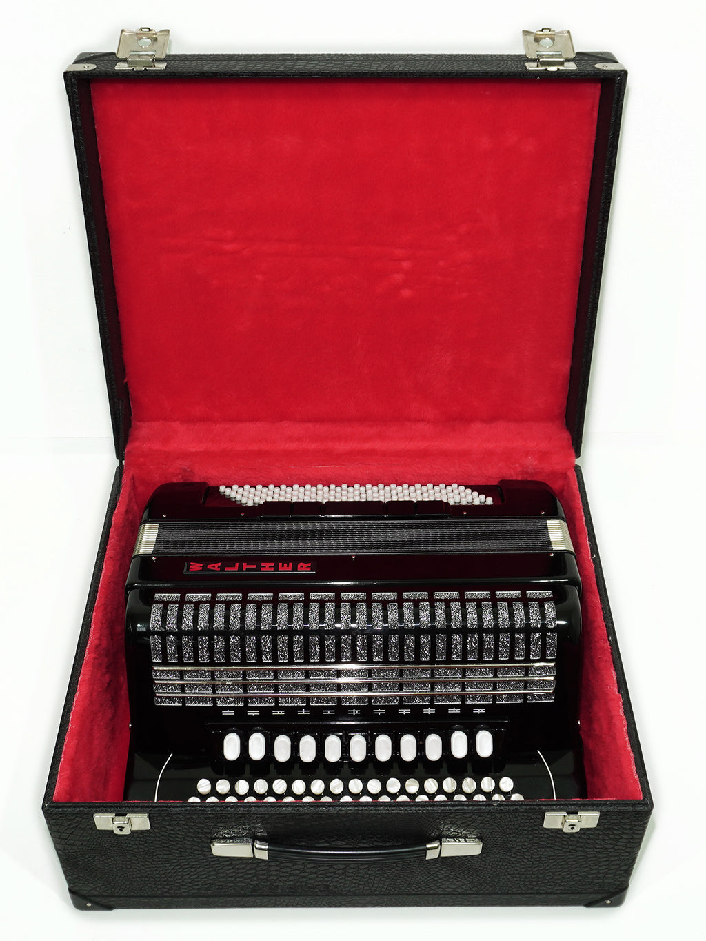 Walther 120 Bass 5 Row Button Accordion C Griff, German Concert Bayan, Straps and Hard Case, Perfect Professional Accordian for Adults, 2501