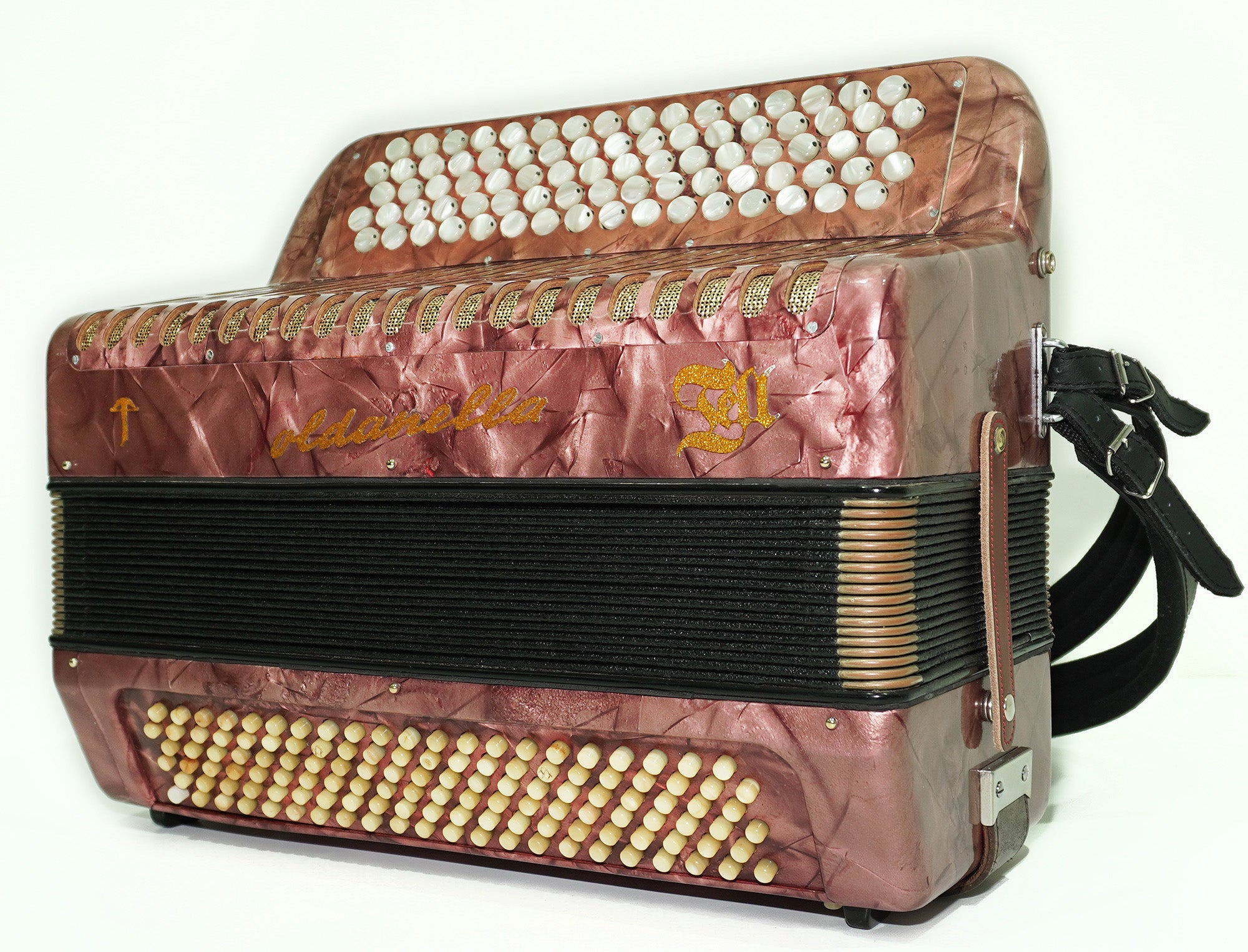 Rare Soldanella 5 Row Button Accordion, made in Switzerland, New Straps, Vintage Original Accordeone de Botones, Old Accordian Bajan, 2535