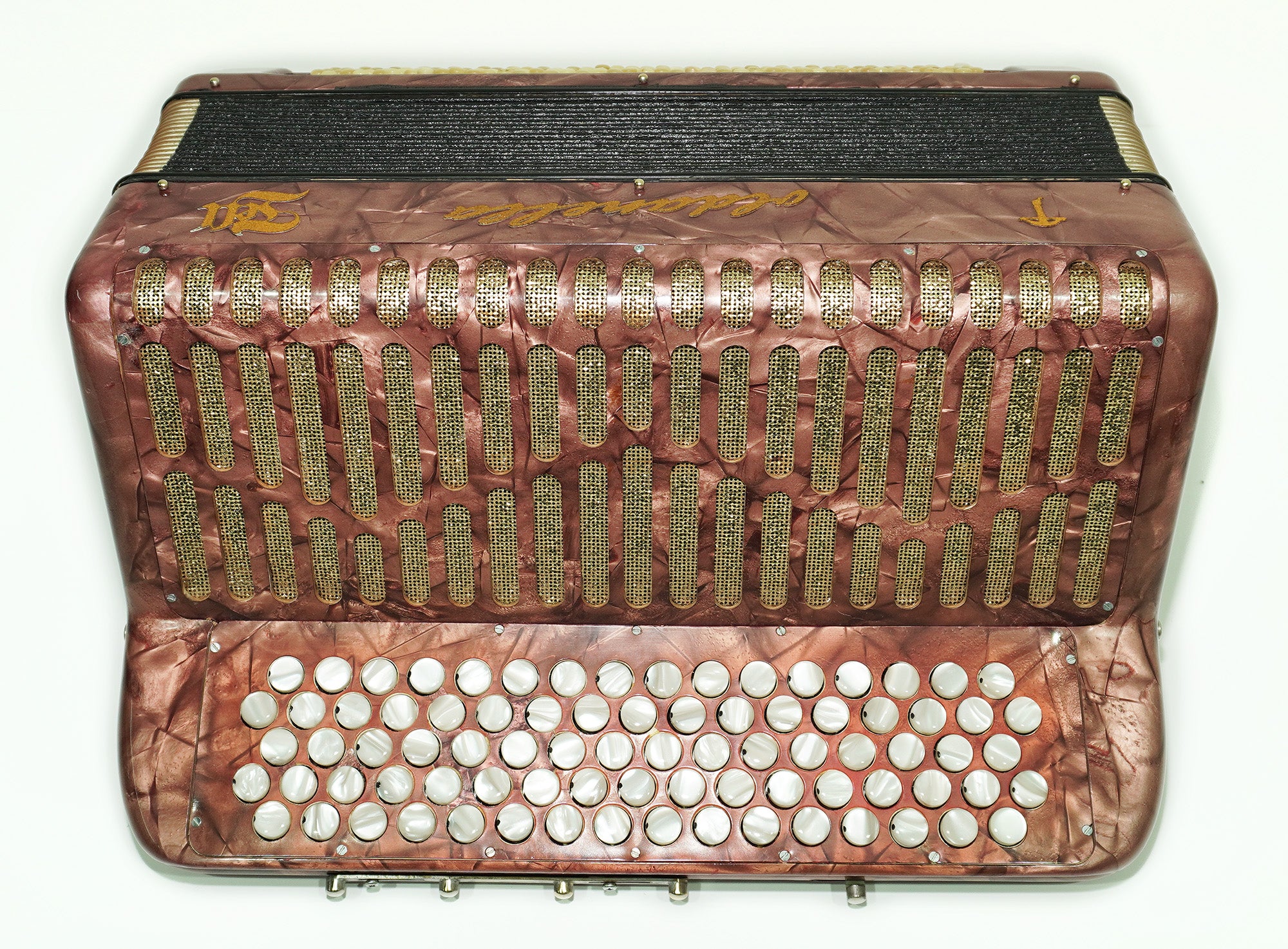 Rare Soldanella 5 Row Button Accordion, made in Switzerland, New Straps, Vintage Original Accordeone de Botones, Old Accordian Bajan, 2535