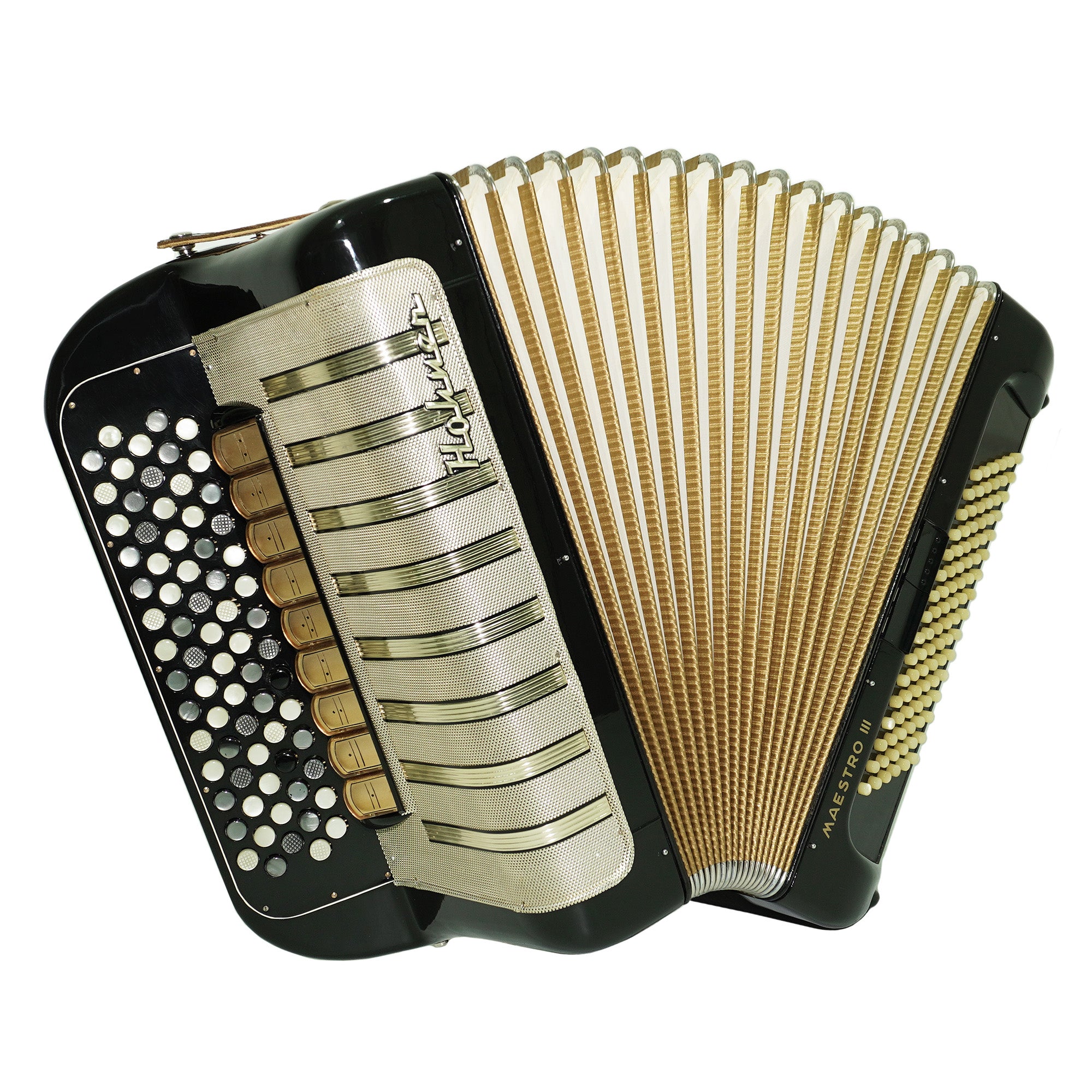 Vintage Hohner Maestro III 5 Row Button Accordion Bayan, made in Germany, C System, New Straps and Hard Case, Original Accordeone de Botones, 2532