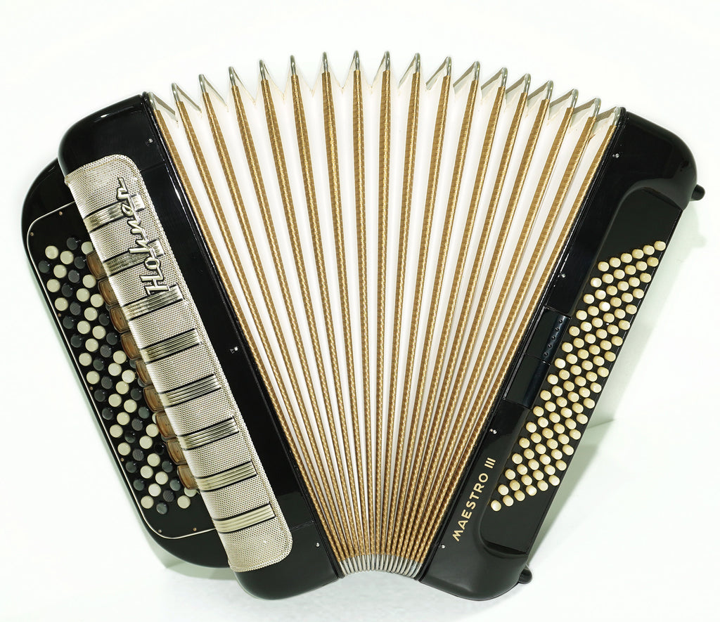 Vintage Hohner Maestro III 5 Row Button Accordion Bayan, made in Germany, C System, New Straps and Hard Case, Original Accordeone de Botones, 2532