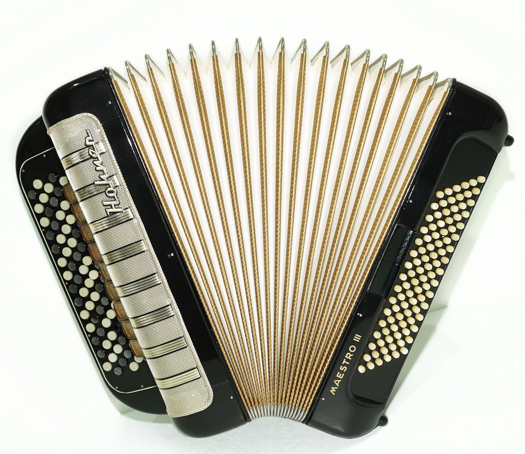 Vintage Hohner Maestro III 5 Row Button Accordion Bayan, made in Germany, C System, New Straps and Hard Case, Original Accordeone de Botones, 2532