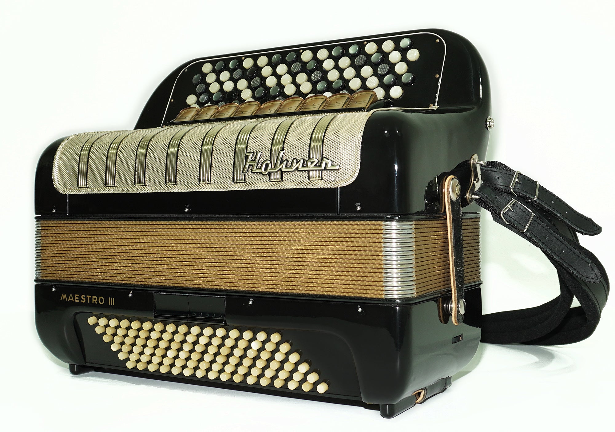 Vintage Hohner Maestro III 5 Row Button Accordion Bayan, made in Germany, C System, New Straps and Hard Case, Original Accordeone de Botones, 2532