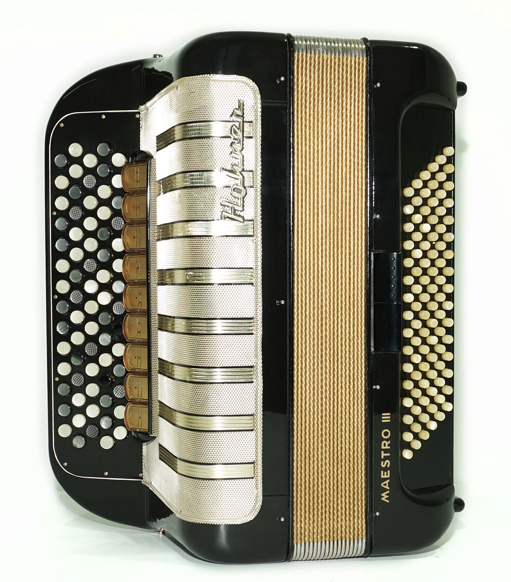 Vintage Hohner Maestro III 5 Row Button Accordion Bayan, made in Germany, C System, New Straps and Hard Case, Original Accordeone de Botones, 2532