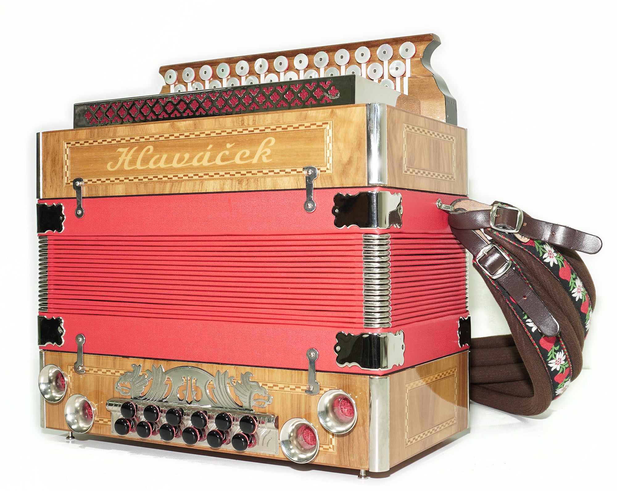 Close to New! Hlavacek Unique Diatonic Harmonica Button Accordion Garmon made in Czechoslovakia Rare Luxury Heligonka, Fantastic sound! 2530