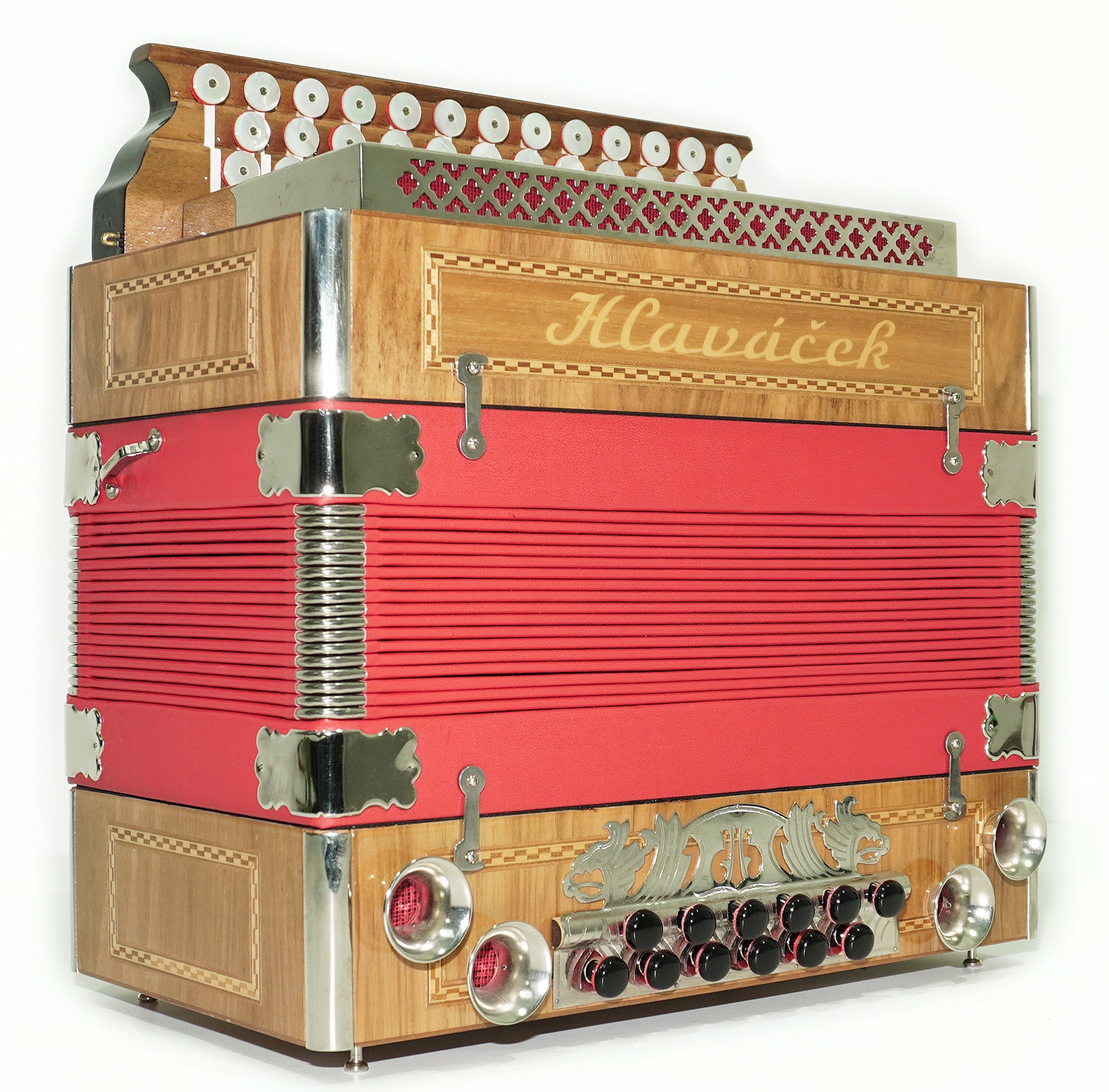 Close to New! Hlavacek Unique Diatonic Harmonica Button Accordion Garmon made in Czechoslovakia Rare Luxury Heligonka, Fantastic sound! 2530