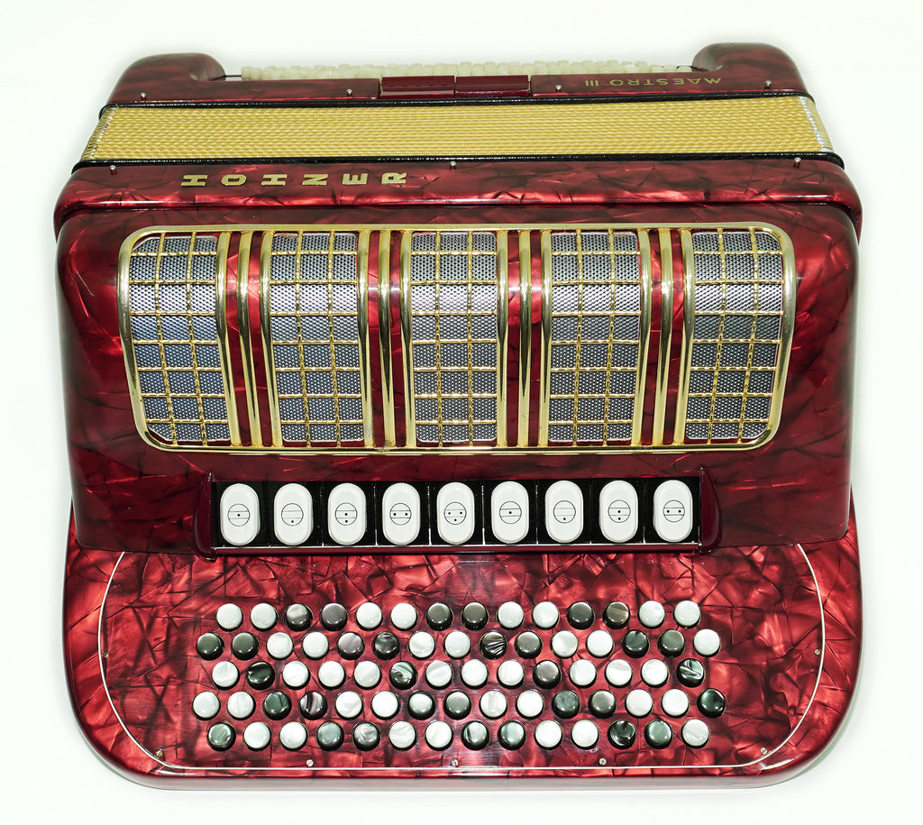 Hohner Maestro III 5 Row Lightweight Button Accordion Bayan 96 Bass made in Germany, C System, New Straps, Original Accordeone de Botones, 2553