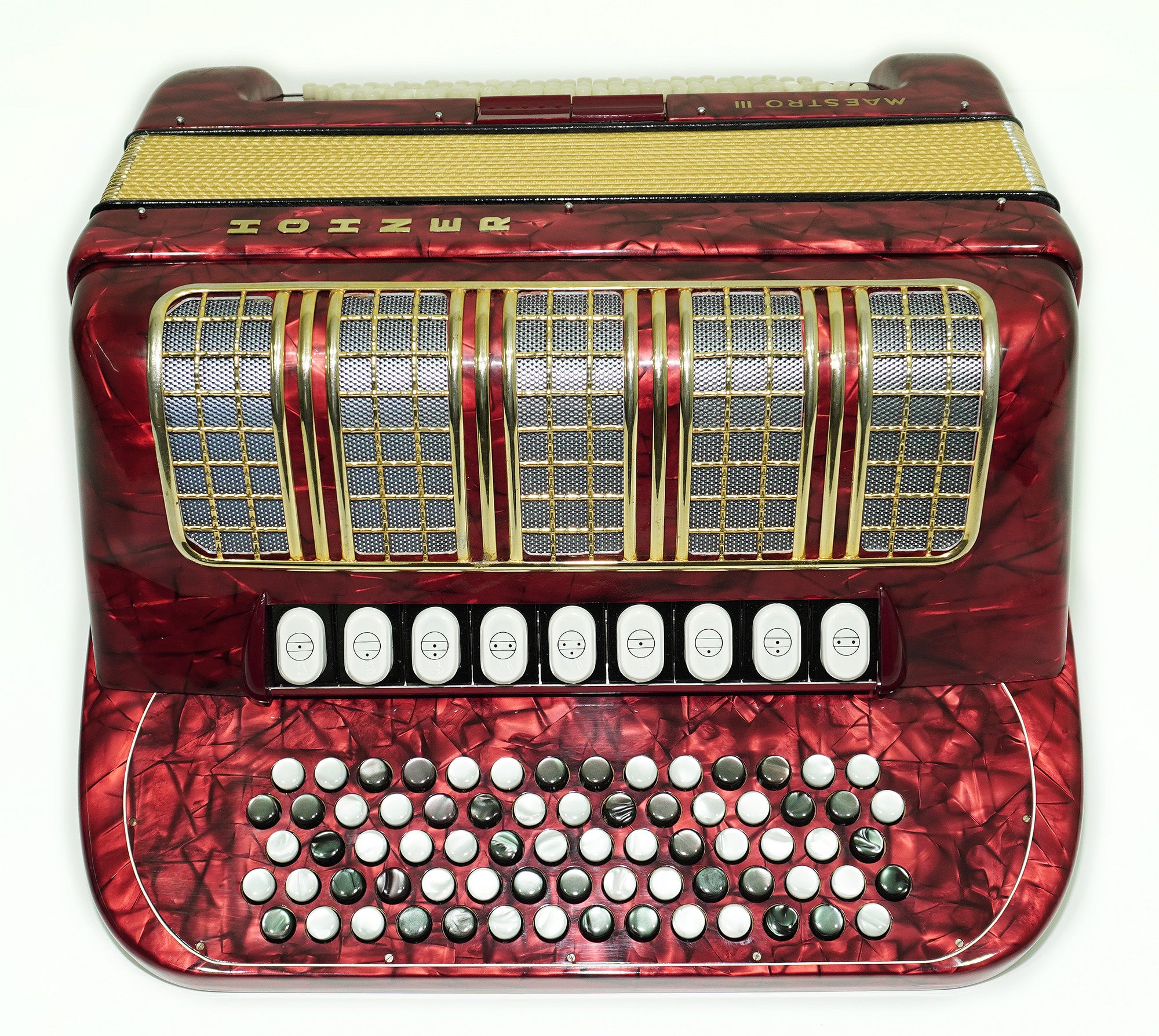 Hohner Maestro III 5 Row Lightweight Button Accordion Bayan 96 Bass made in Germany, C System, New Straps, Original Accordeone de Botones, 2553