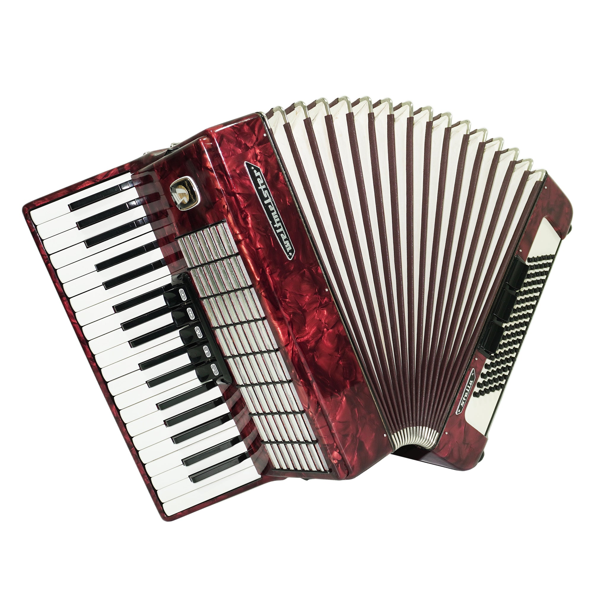 Weltmeister Stella Accordion 96 Bass made in Germany, New Straps and Soft Case for Gift, Vintage Keyboard Piano Accordian Musical Instrument, 2548