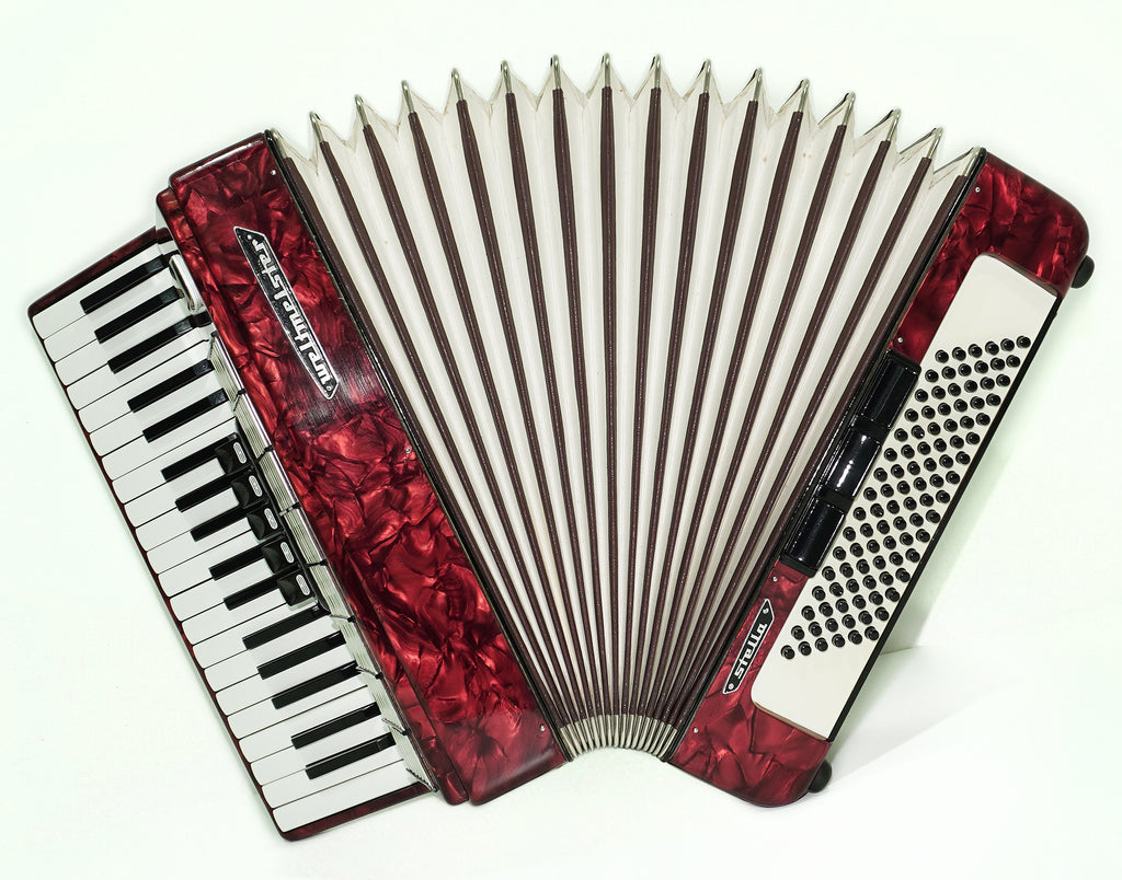 Weltmeister Stella Accordion 96 Bass made in Germany, New Straps and Soft Case for Gift, Vintage Keyboard Piano Accordian Musical Instrument, 2548