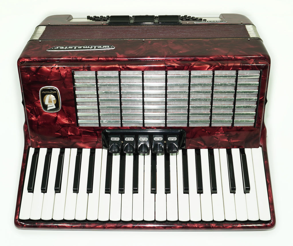 Weltmeister Stella Accordion 96 Bass made in Germany, New Straps and Soft Case for Gift, Vintage Keyboard Piano Accordian Musical Instrument, 2548