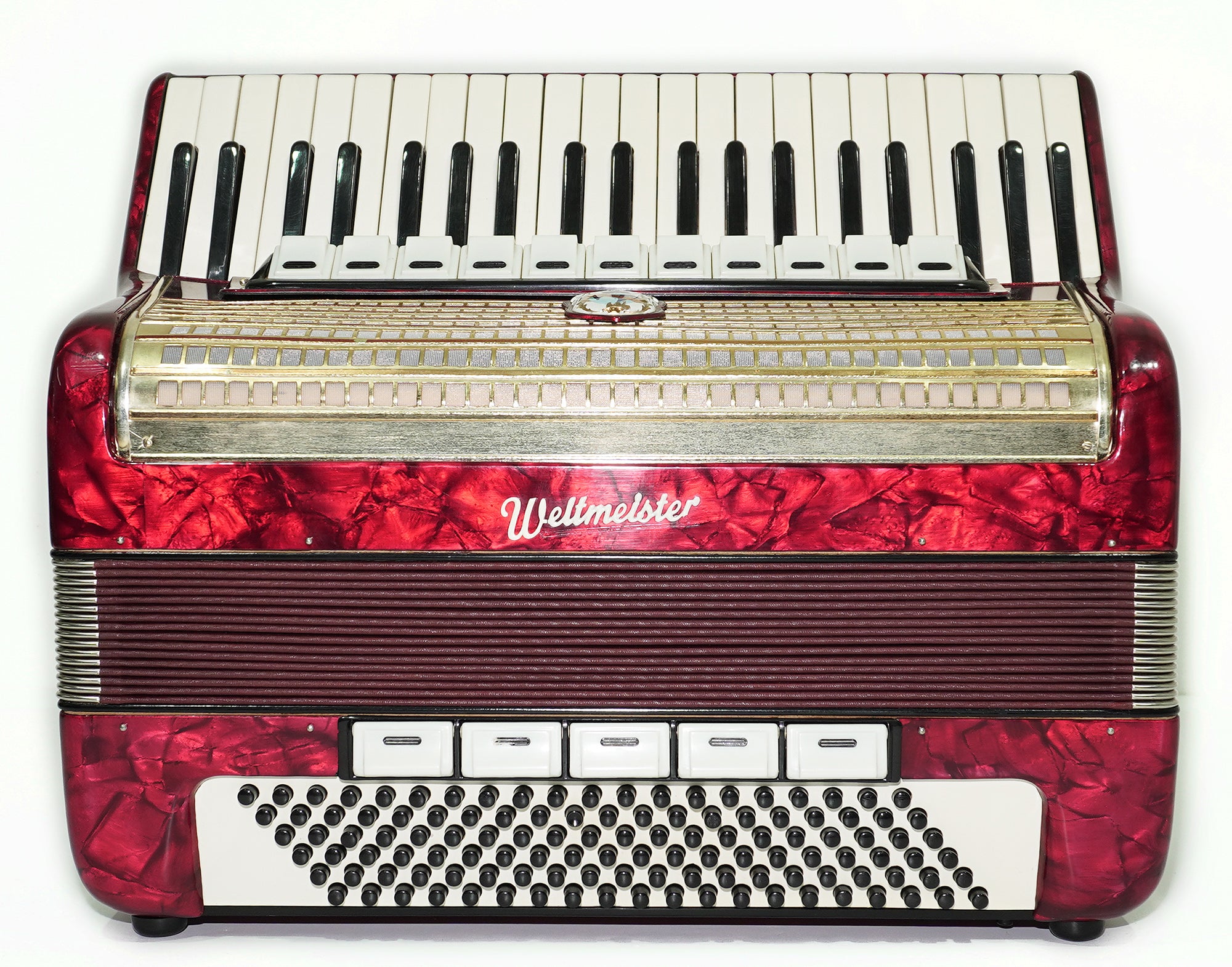 Original Weltmeister Accordion 120 Bass made in Germany, New Straps and Soft Case for Gift, Vintage Keyboard Piano Accordian Musical Instrument, 2541
