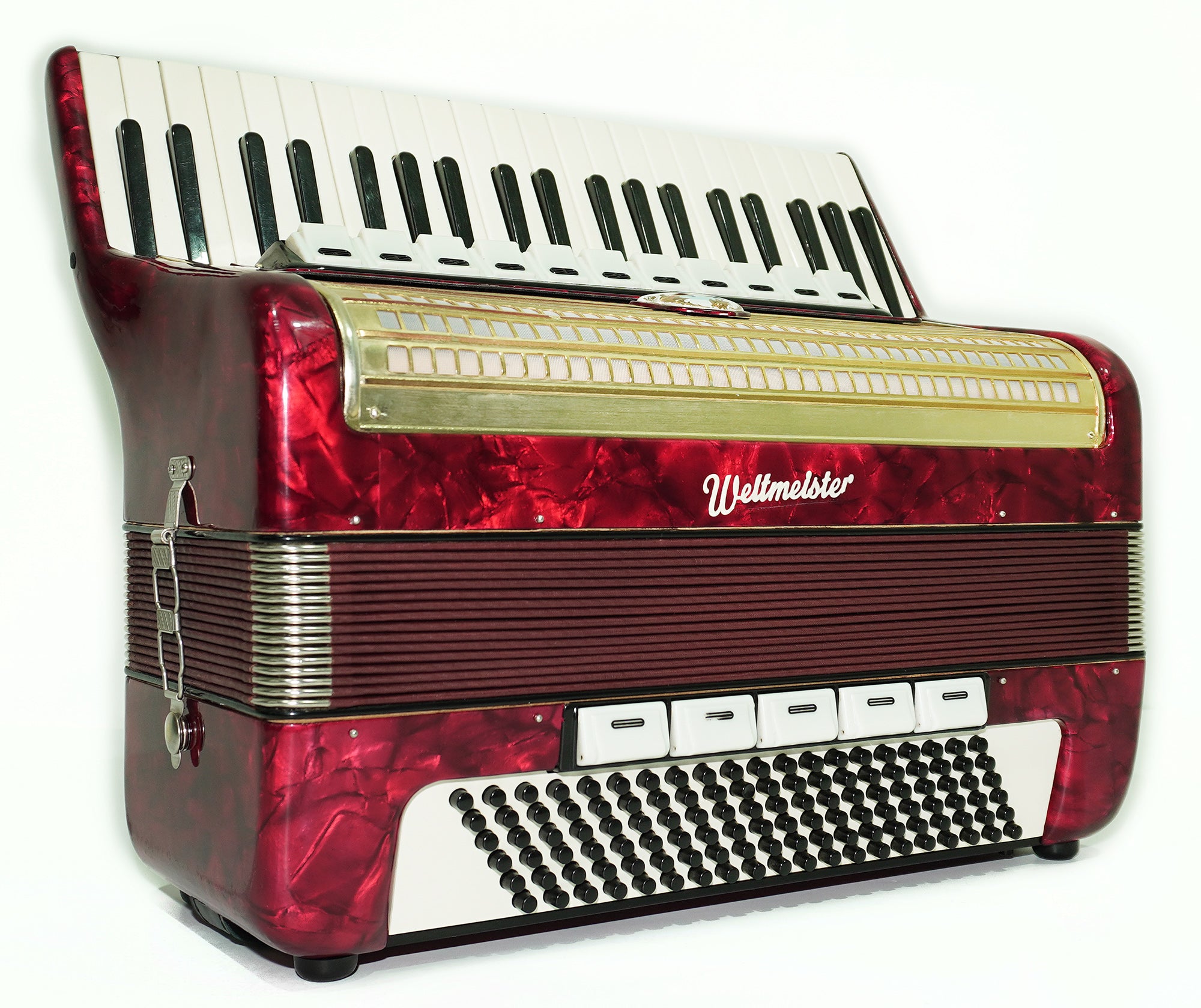Original Weltmeister Accordion 120 Bass made in Germany, New Straps and Soft Case for Gift, Vintage Keyboard Piano Accordian Musical Instrument, 2541